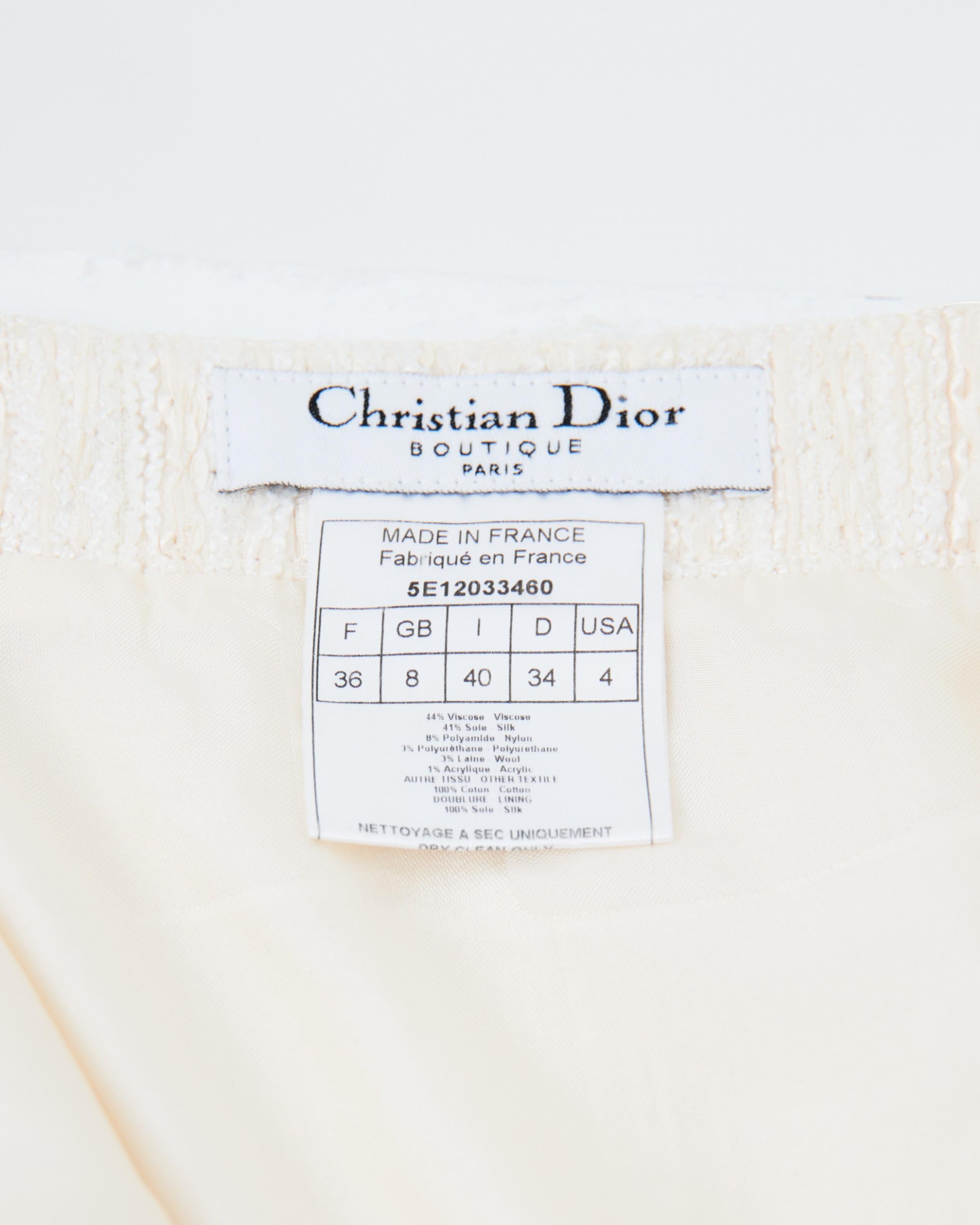 Christian Dior von John Galliano S/S 2005  Weißer Viskose-Rock mit mehreren Taschen im Angebot 4