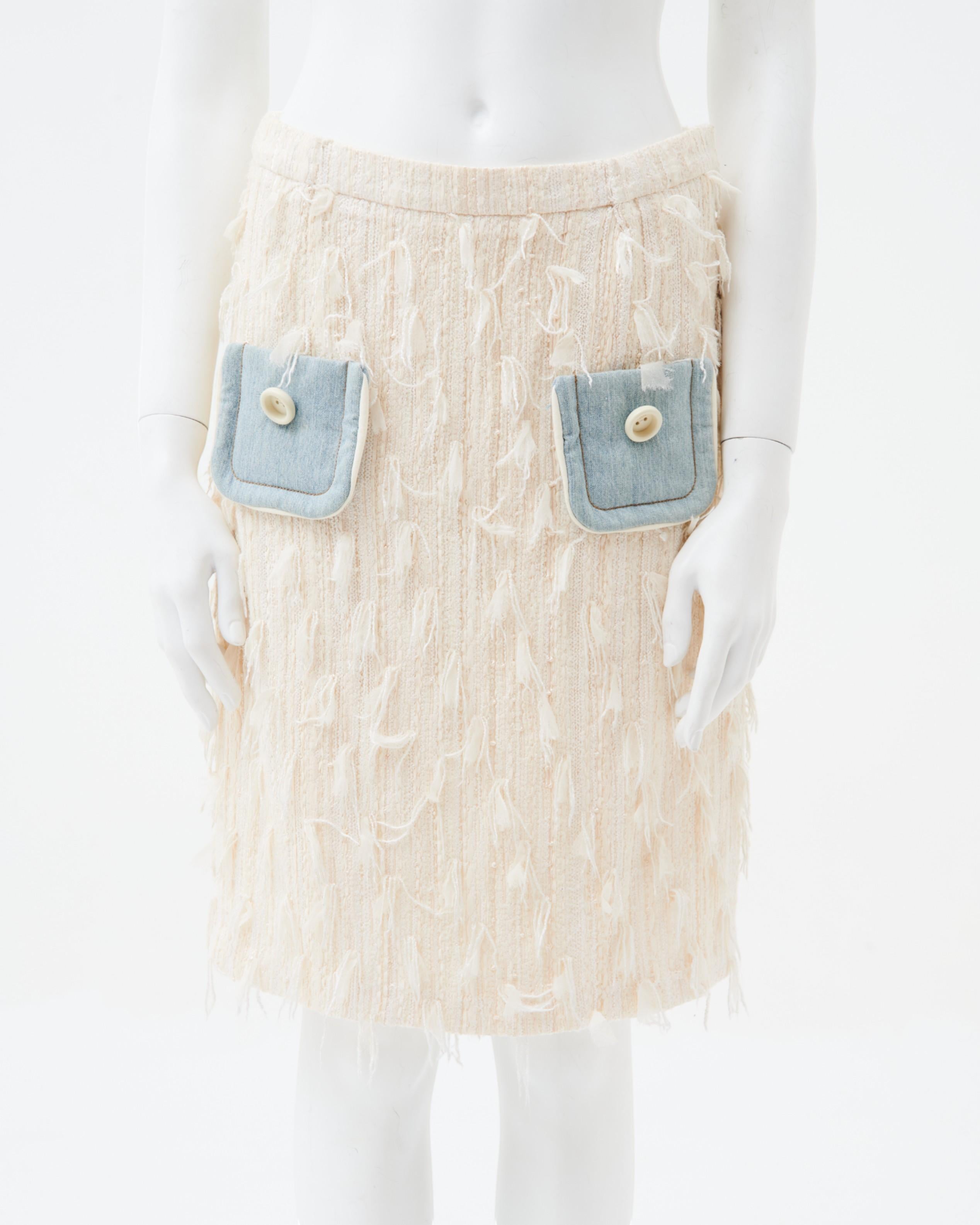 Christian Dior von John Galliano S/S 2005  Weißer Viskose-Rock mit mehreren Taschen im Angebot