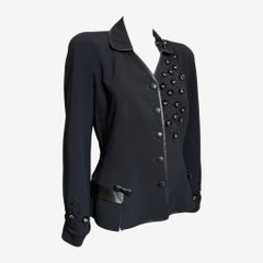 Christian Dior by John Galliano S/S 2006 Black Beaded Floral Leather-Trimmed Bar Jacket