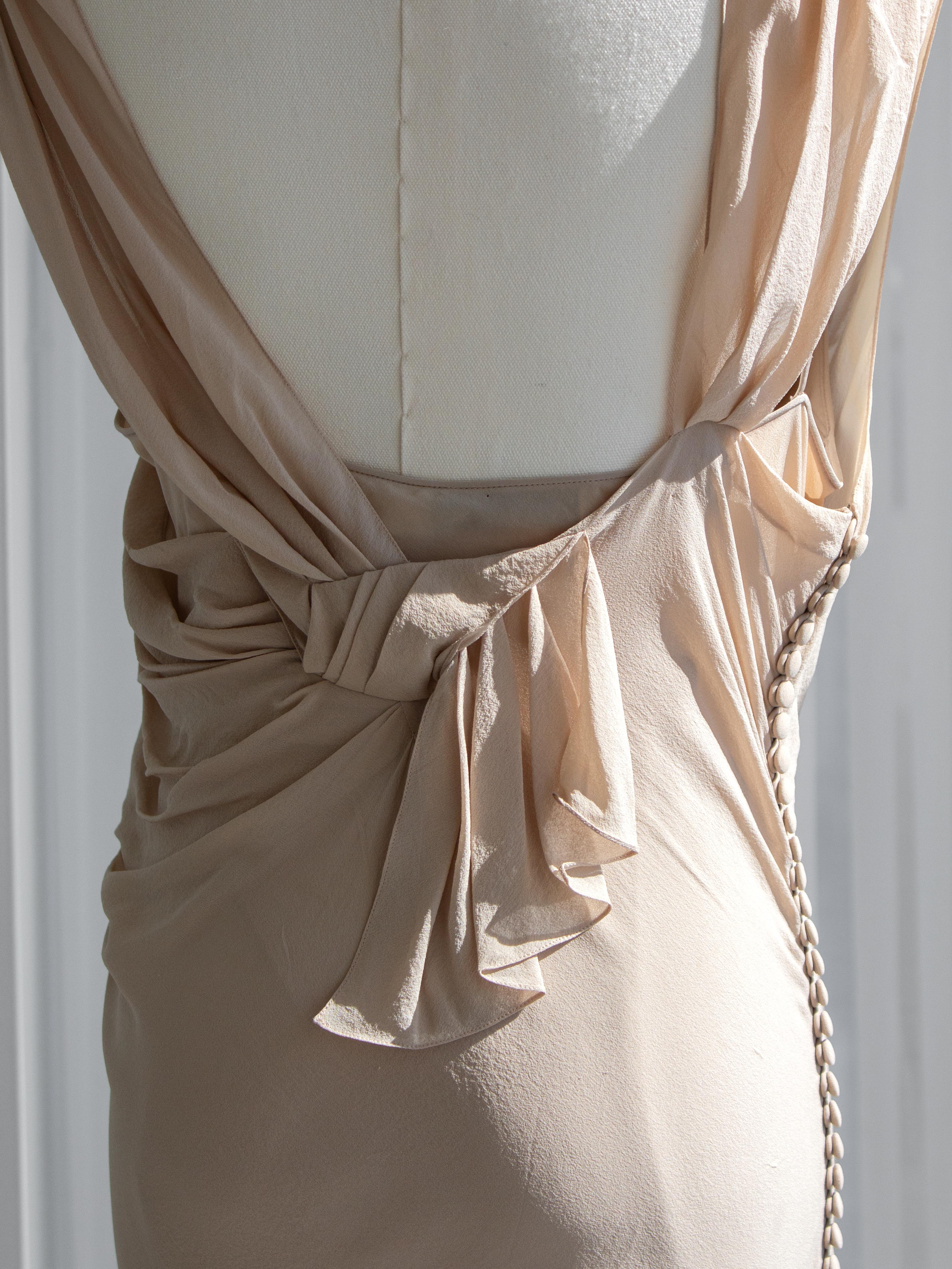 Christian Dior By John Galliano for Christian Dior P/E 2007 Vestito vintage beige con decorazioni floreali in vendita 9