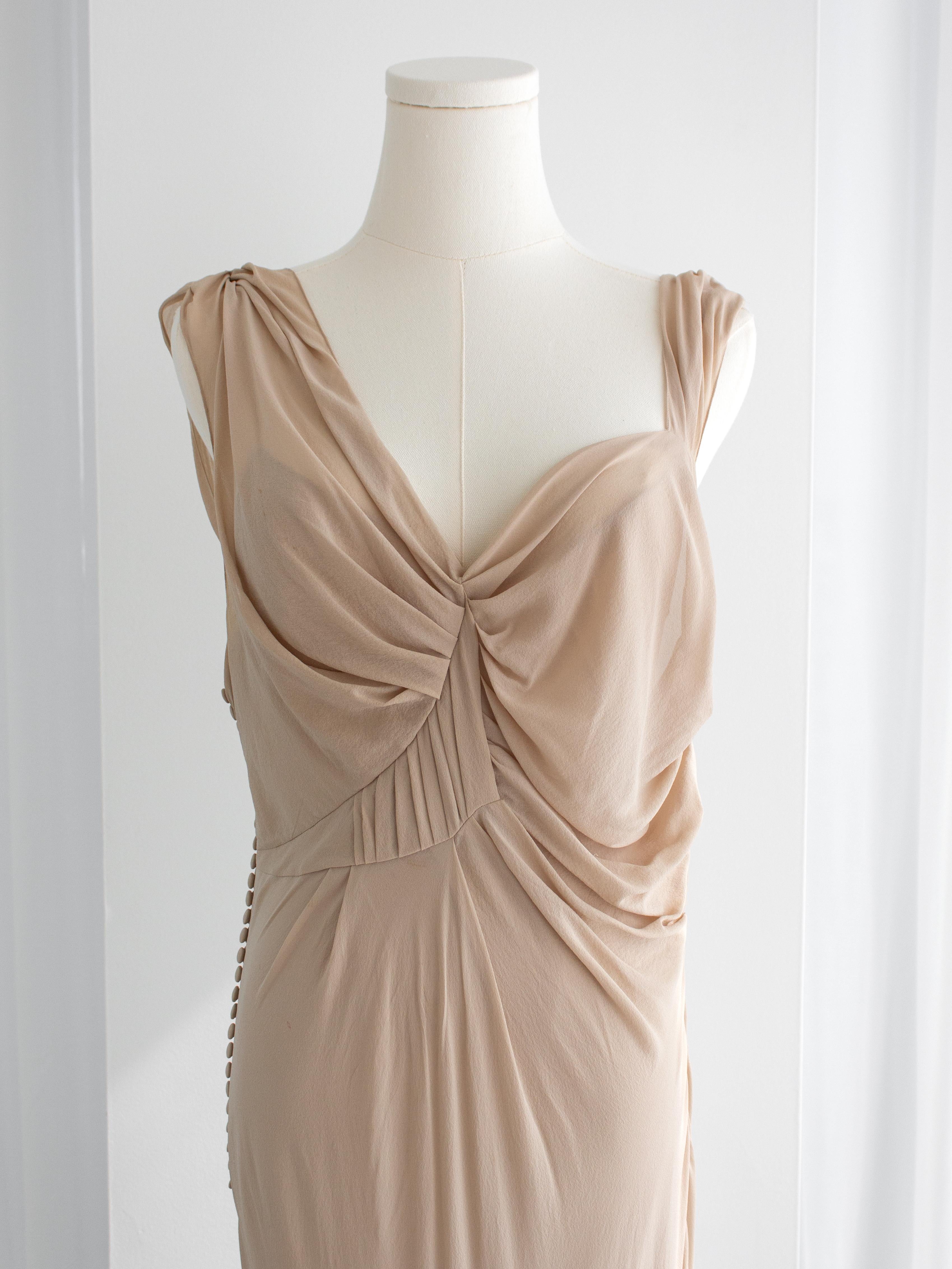 Christian Dior By John Galliano for Christian Dior P/E 2007 Vestito vintage beige con decorazioni floreali In condizioni buone in vendita a Jersey City, NJ
