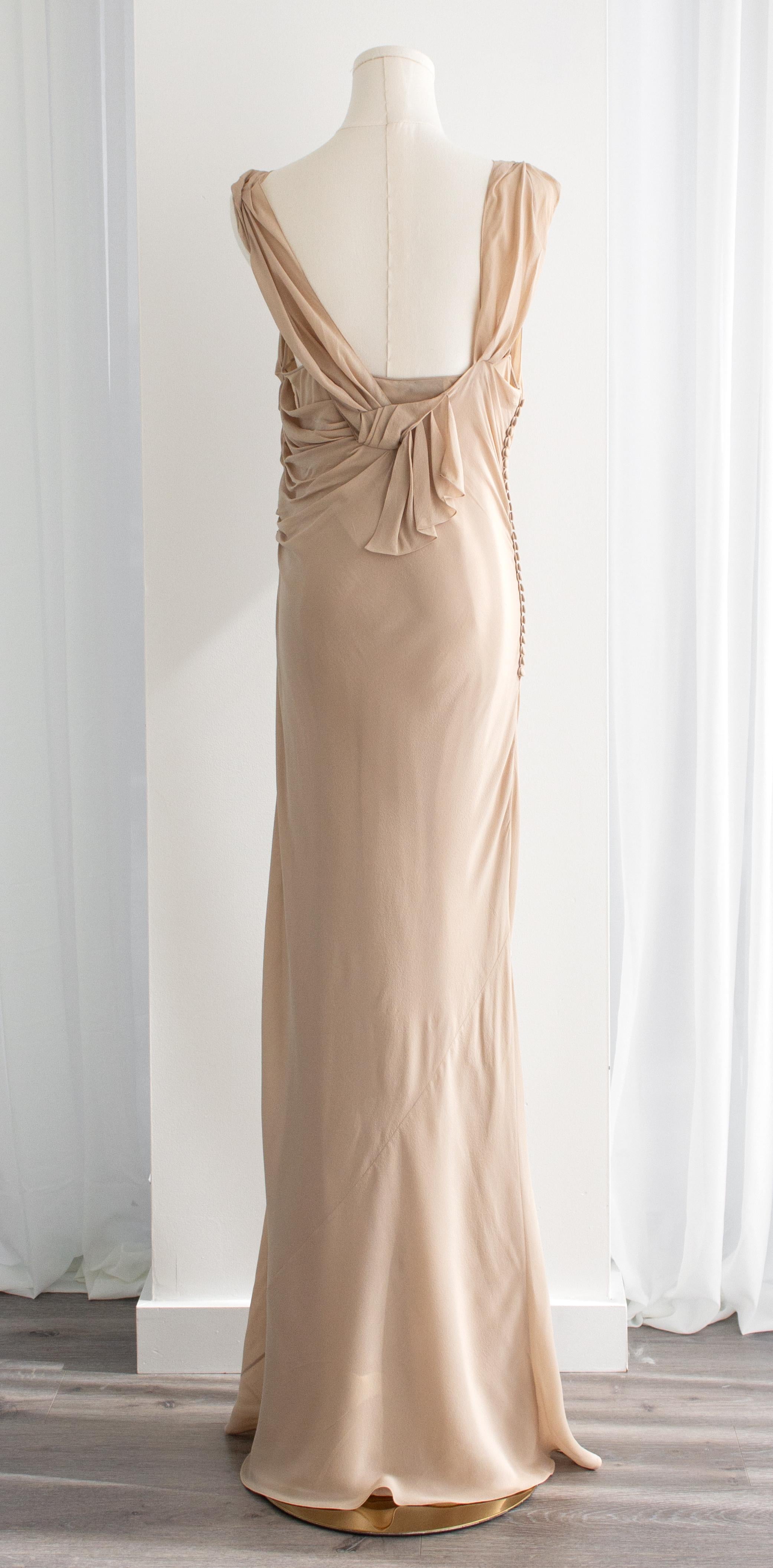 Donna Christian Dior By John Galliano for Christian Dior P/E 2007 Vestito vintage beige con decorazioni floreali in vendita