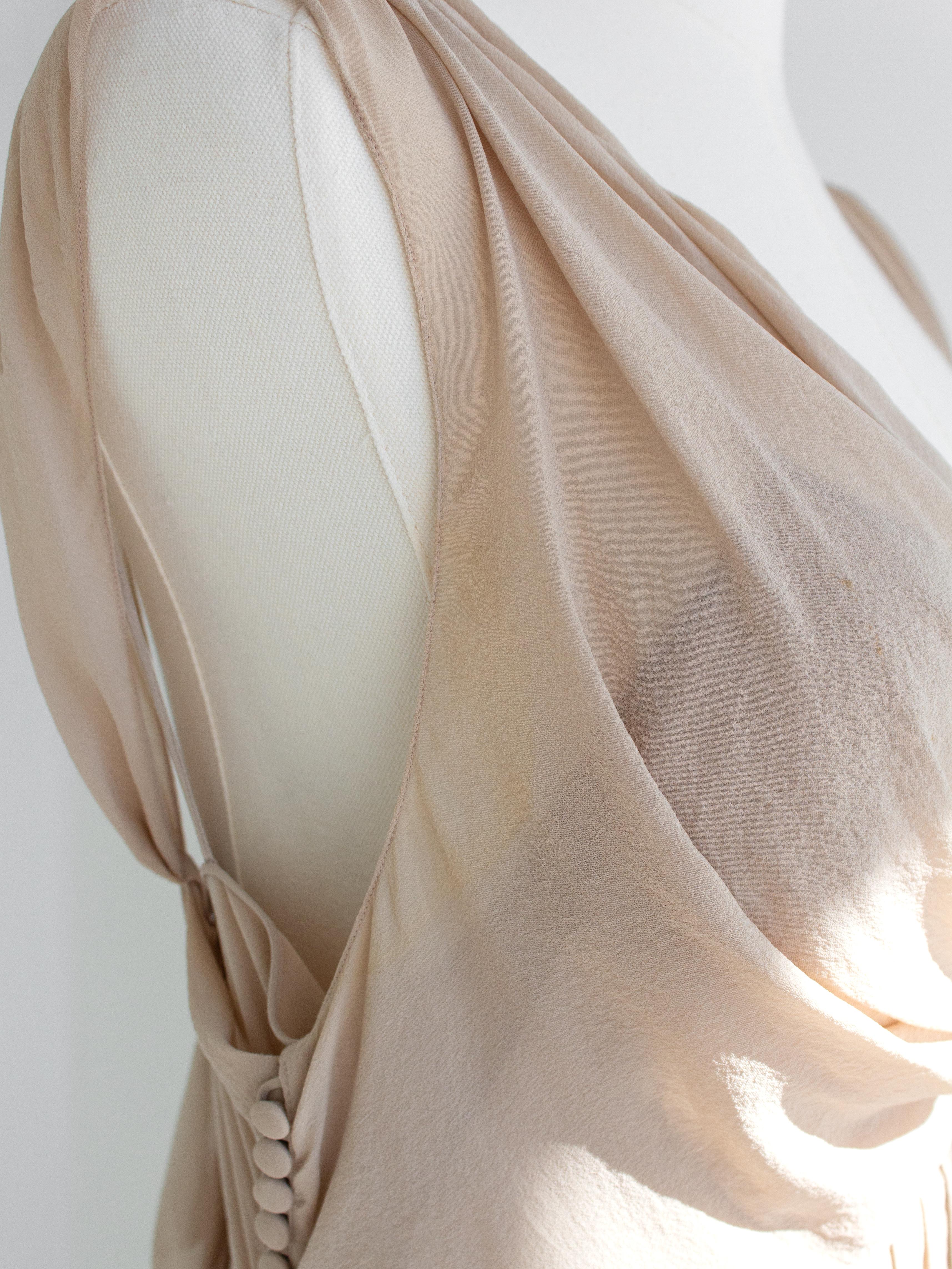 Christian Dior By John Galliano for Christian Dior P/E 2007 Vestito vintage beige con decorazioni floreali in vendita 4
