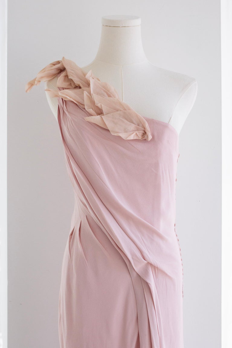 dior pink flower dress Christian Dior by John Galliano S/S 2001 Lace Up Floral Train Evening Dress  Gown