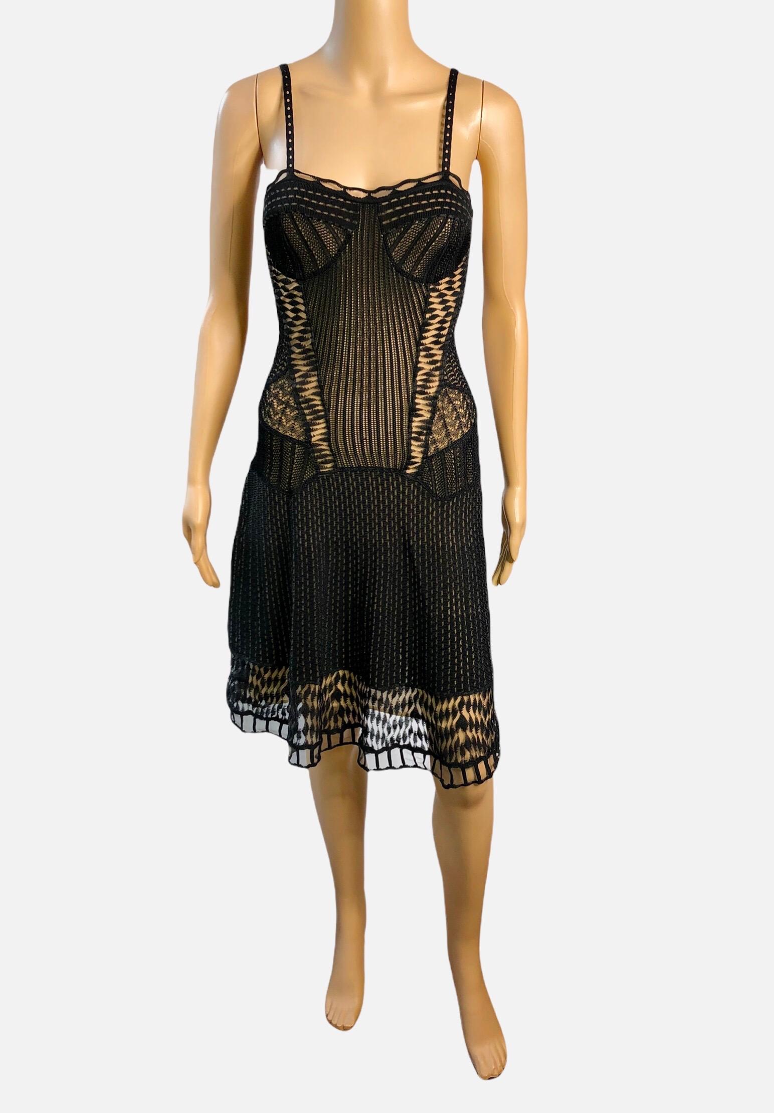 Christian Dior by John Galliano S/S 2009 Bustier Sheer Lace Knit Black Dress 1