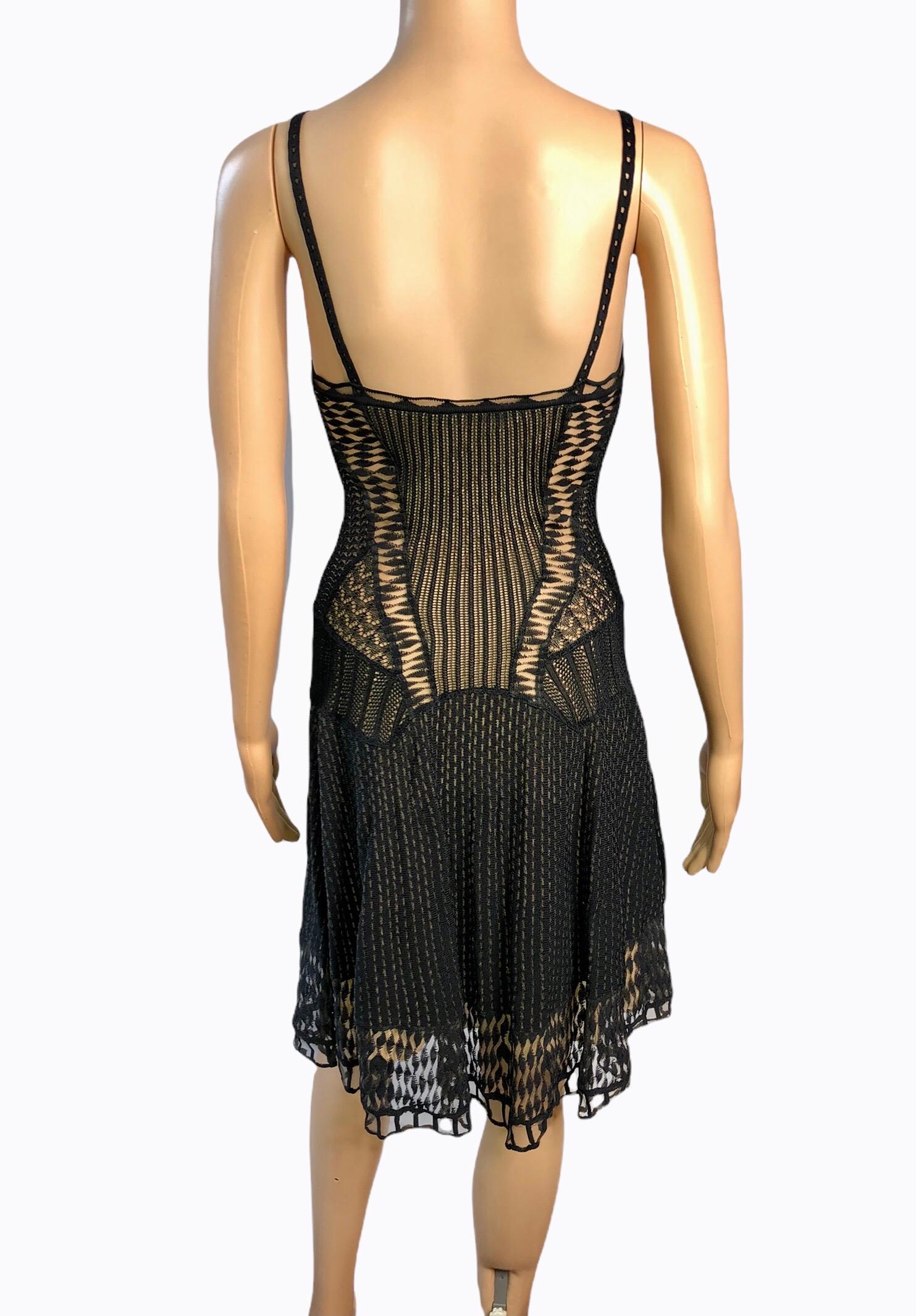 Christian Dior by John Galliano S/S 2009 Bustier Sheer Lace Knit Black Dress 2
