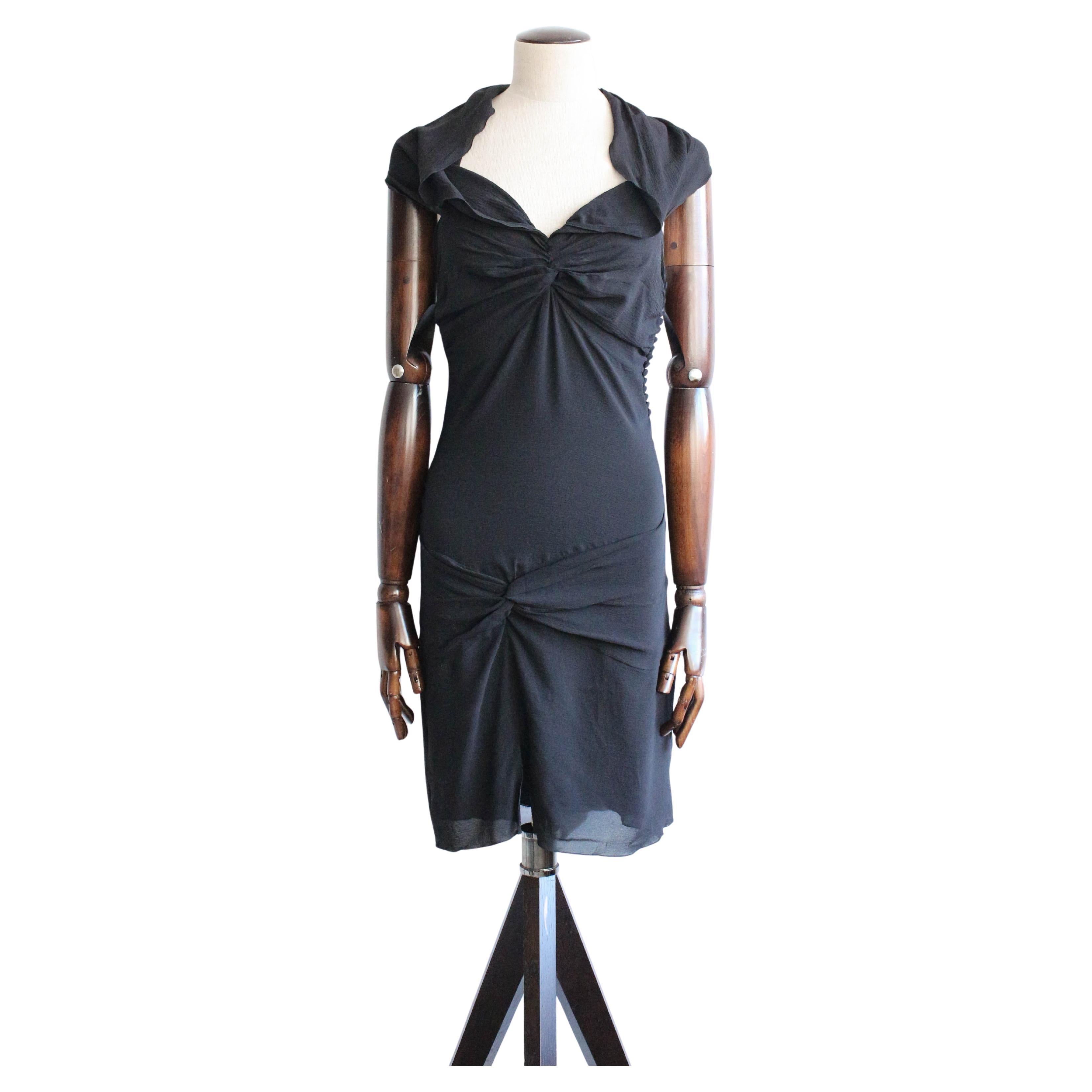 Christian Dior by John Galliano S/S04 Black Bias Silk Gathered Halterneck Dress en venta