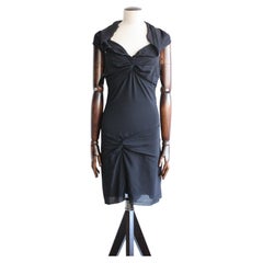 Christian Dior by John Galliano S/S04 Black Bias Silk Gathered Halterneck Dress