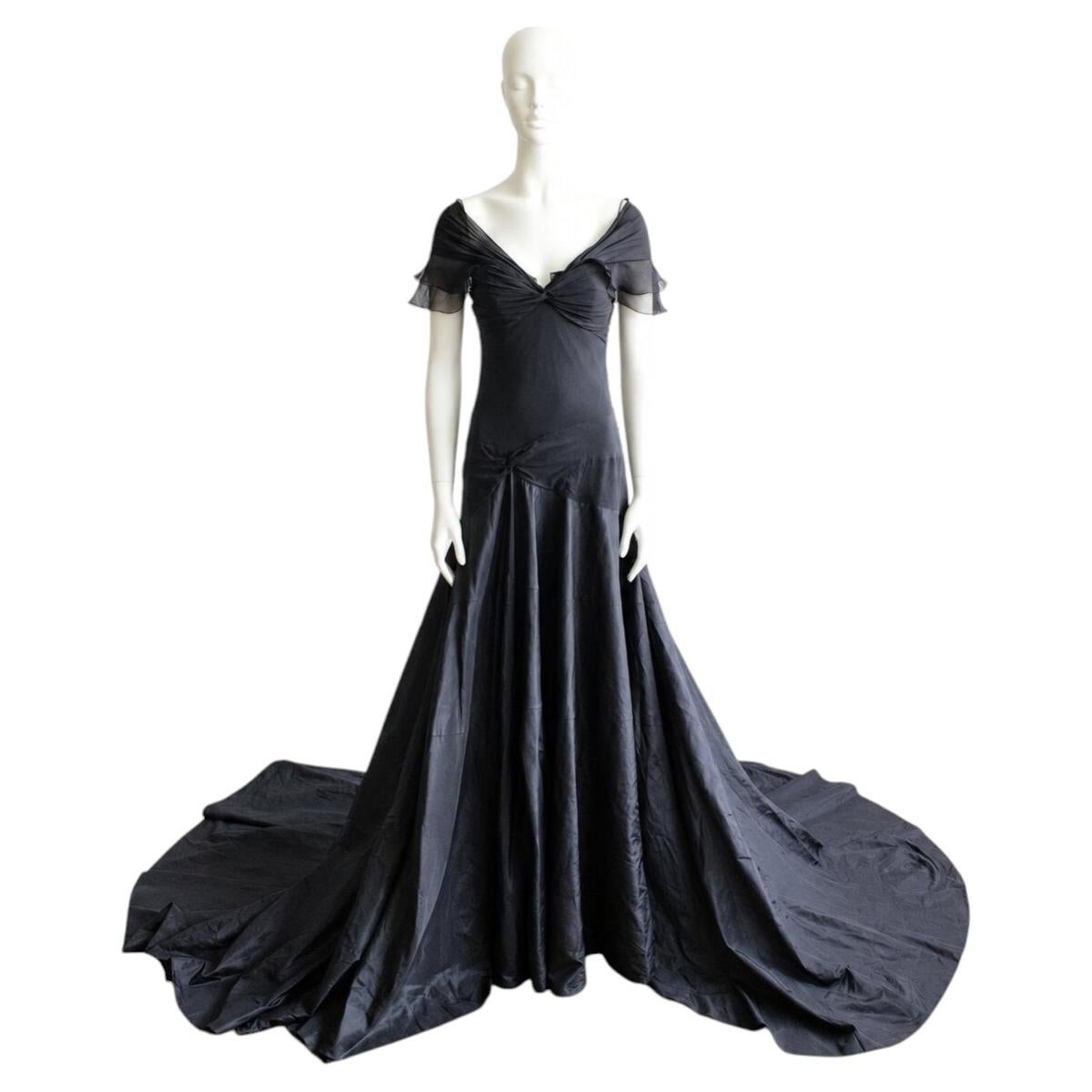 Christian Dior by John Galliano Spring/Summer 2004 Black Silk Trained Gown