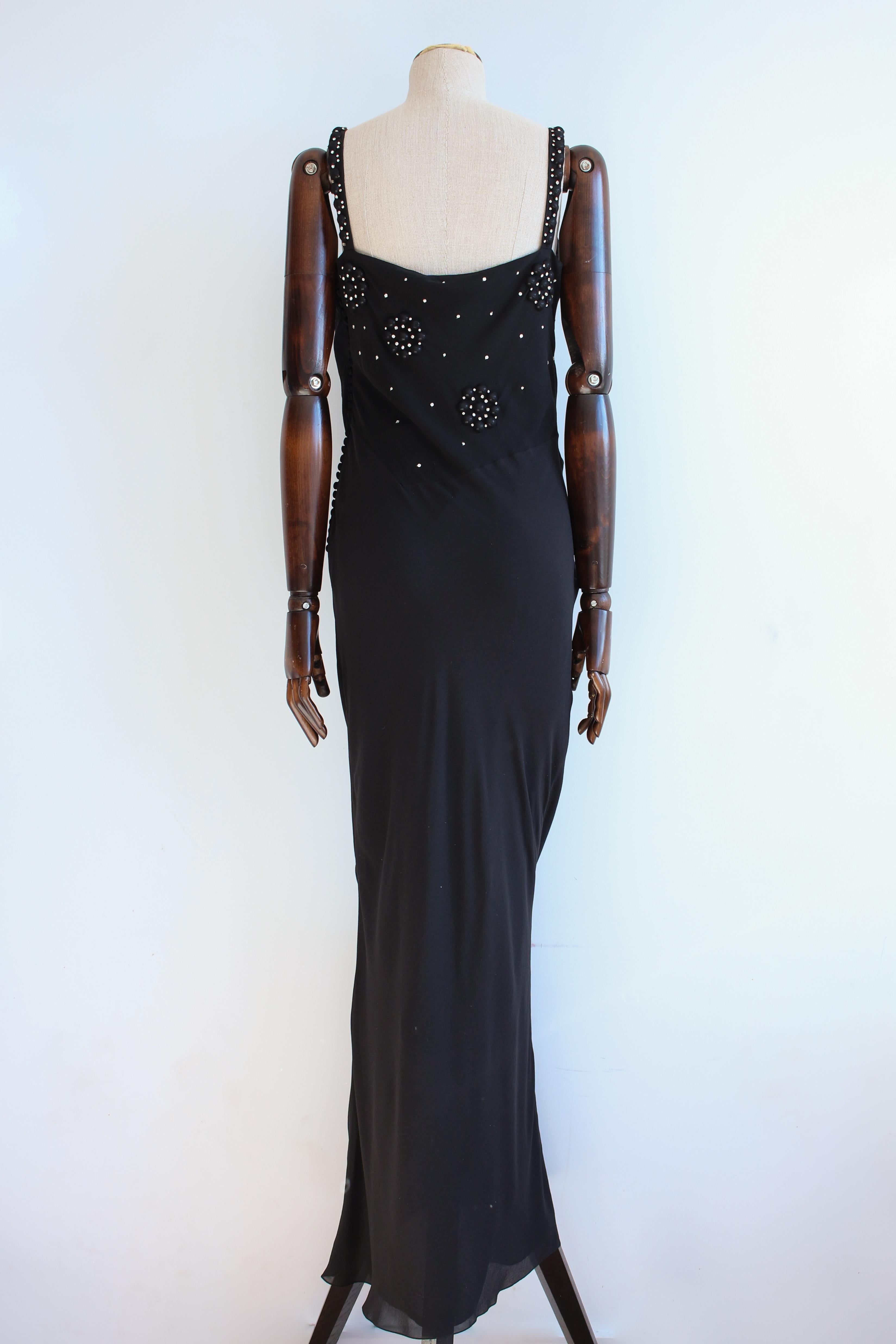 Christian Dior by John Galliano S/S07 - Robe noire drapée en soie avec strass Bon état - En vente à Manchester, GB