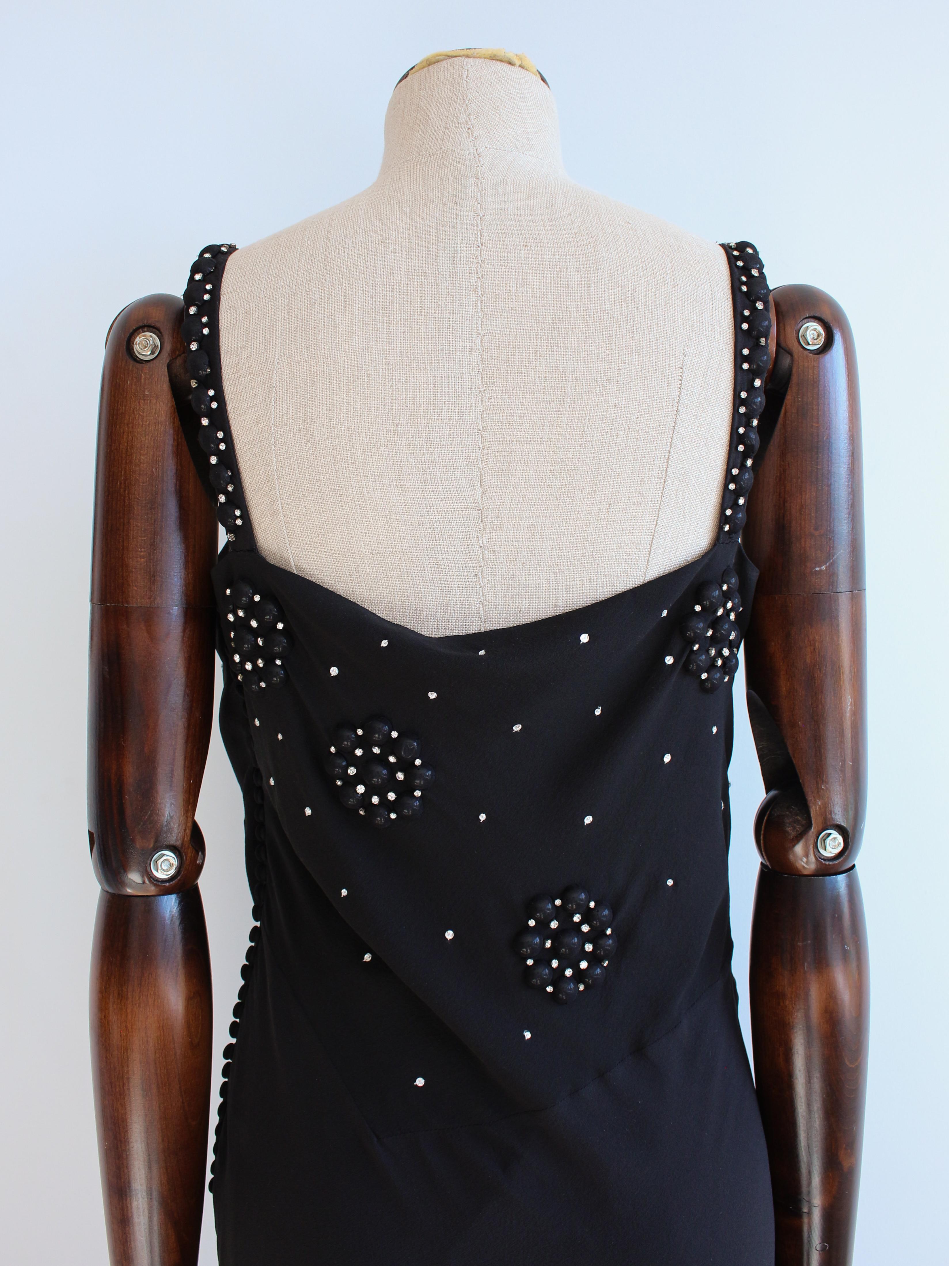 Christian Dior by John Galliano S/S07 - Robe noire drapée en soie avec strass en vente 3