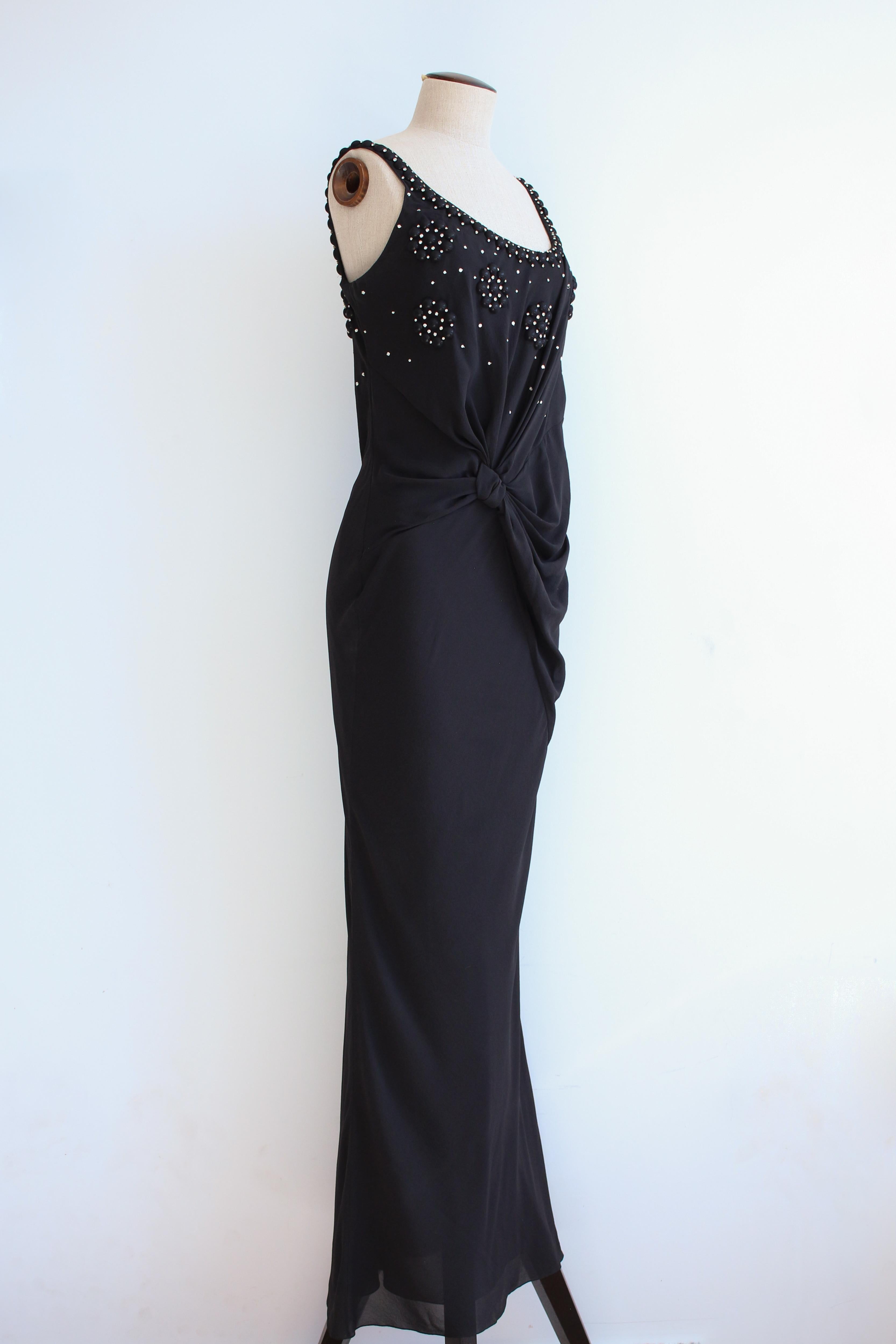 Christian Dior by John Galliano S/S07 - Robe noire drapée en soie avec strass Pour femmes en vente