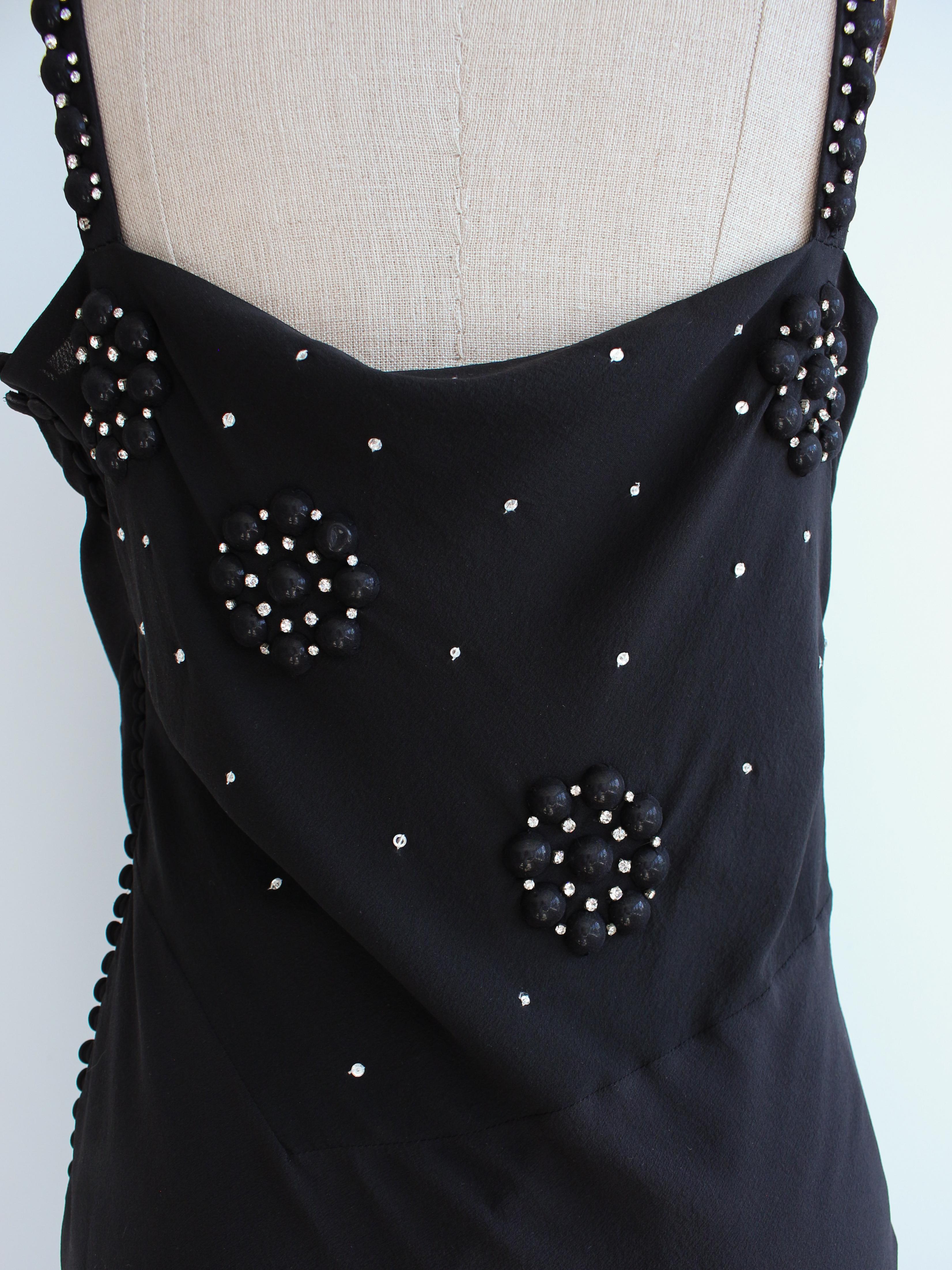 Christian Dior by John Galliano S/S07 - Robe noire drapée en soie avec strass en vente 4