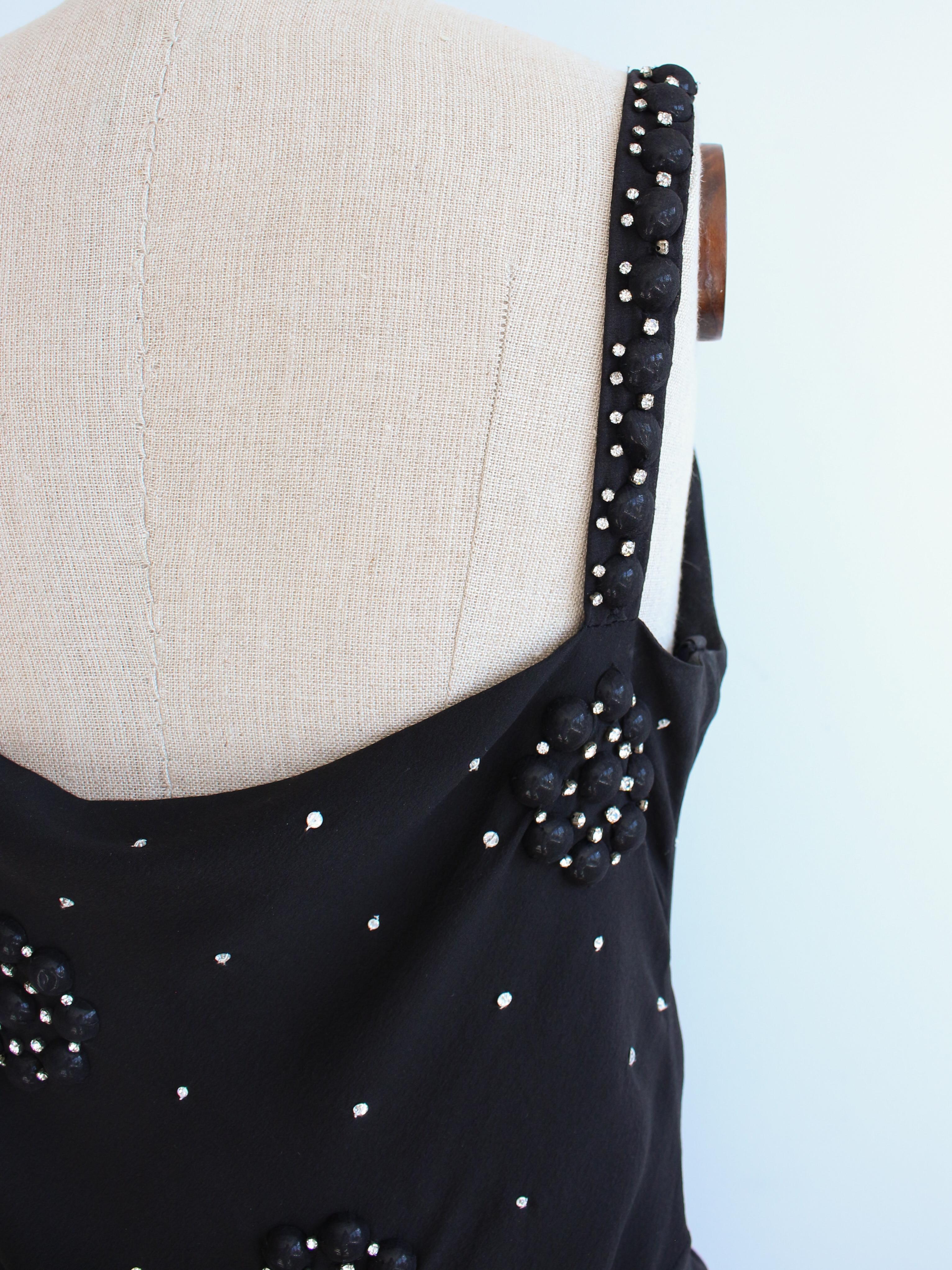 Christian Dior by John Galliano S/S07 - Robe noire drapée en soie avec strass en vente 6