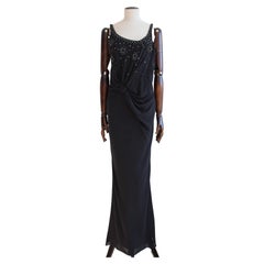 Christian Dior by John Galliano S/S07 Black Draped Silk Rhinestone Gown
