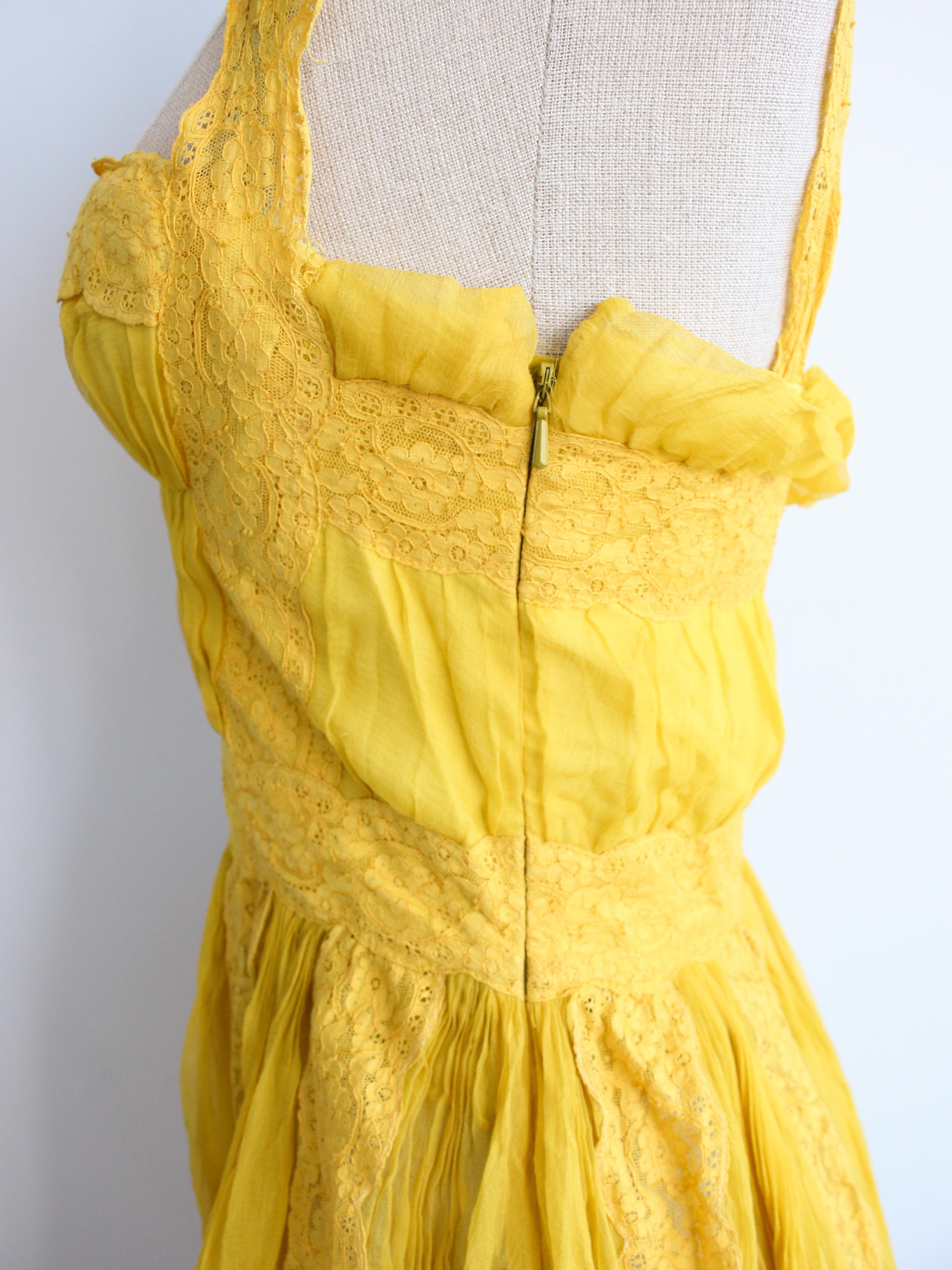 Christian Dior by John Galliano S/S09 - Robe babydoll plissée en mousseline de soie jaune en vente 9