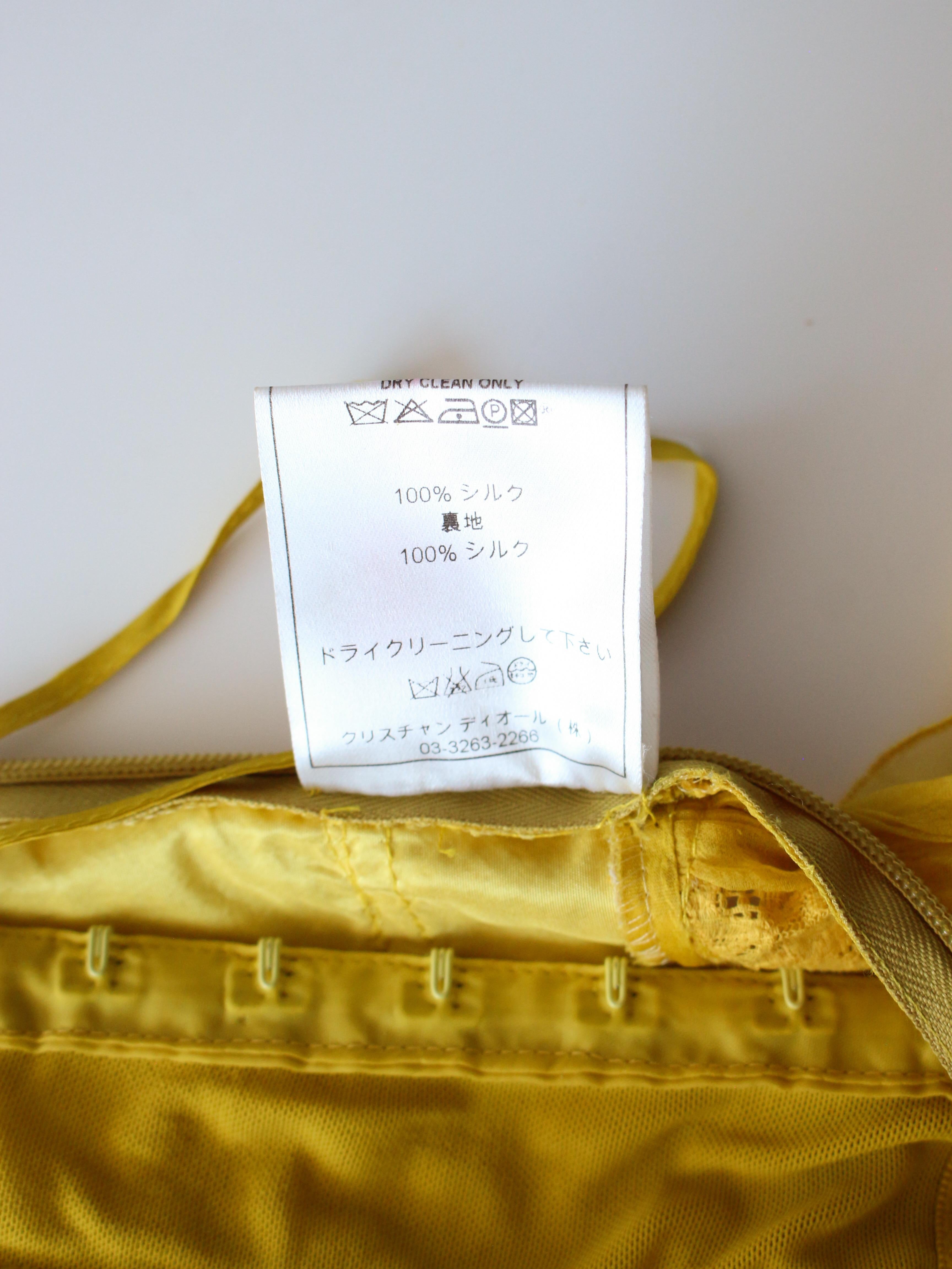 Christian Dior by John Galliano S/S09 - Robe babydoll plissée en mousseline de soie jaune en vente 15