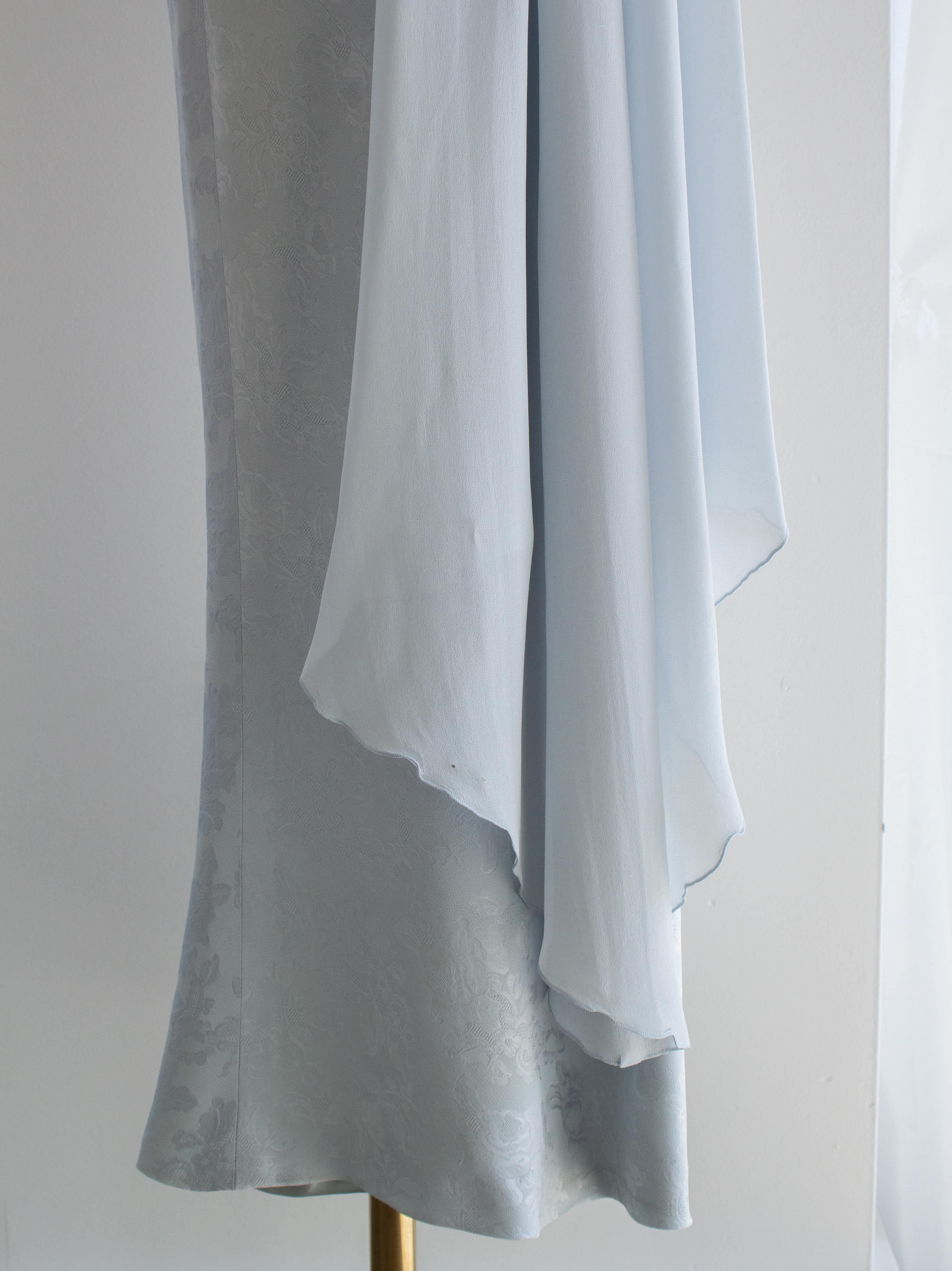 Christian Dior by John Galliano S/S1998 Boudoir Eisblaues Seidenkleid mit drapiertem Blumenmuster im Angebot 5