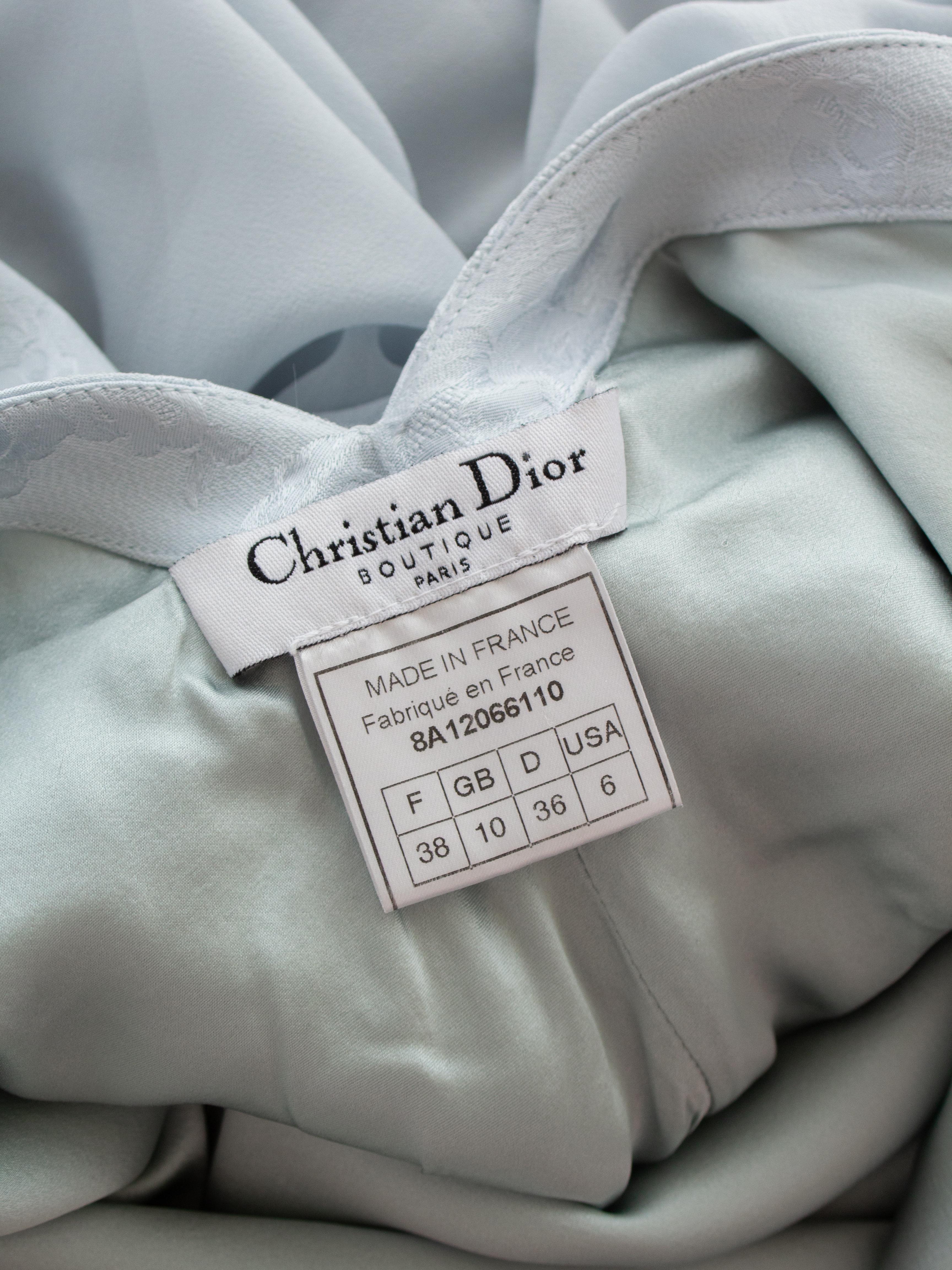 Christian Dior by John Galliano S/S1998 Boudoir Eisblaues Seidenkleid mit drapiertem Blumenmuster im Angebot 7