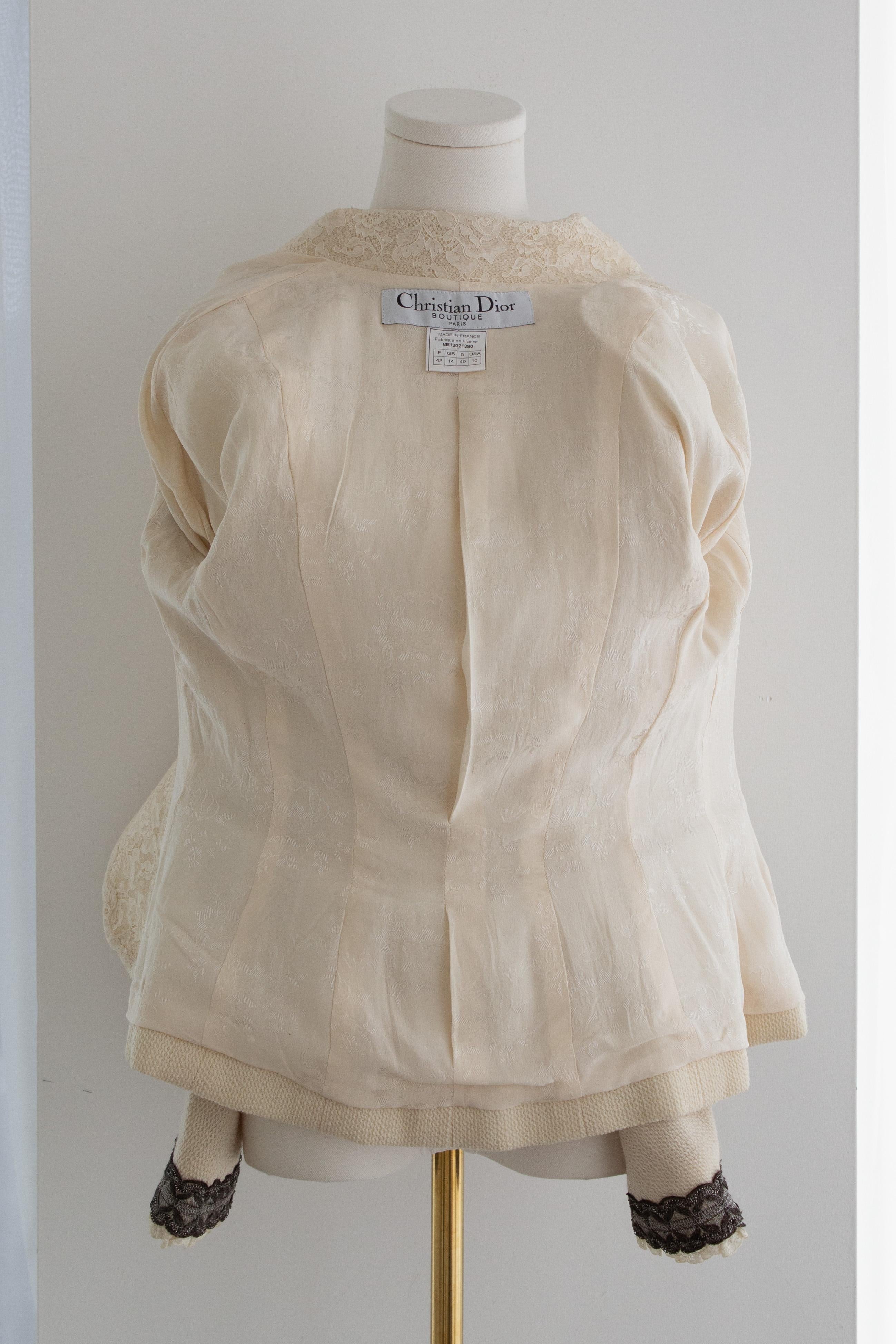 Christian Dior by John Galliano S/S1998 In a Boudoir Mood Lace Ivory Jacket im Angebot 8