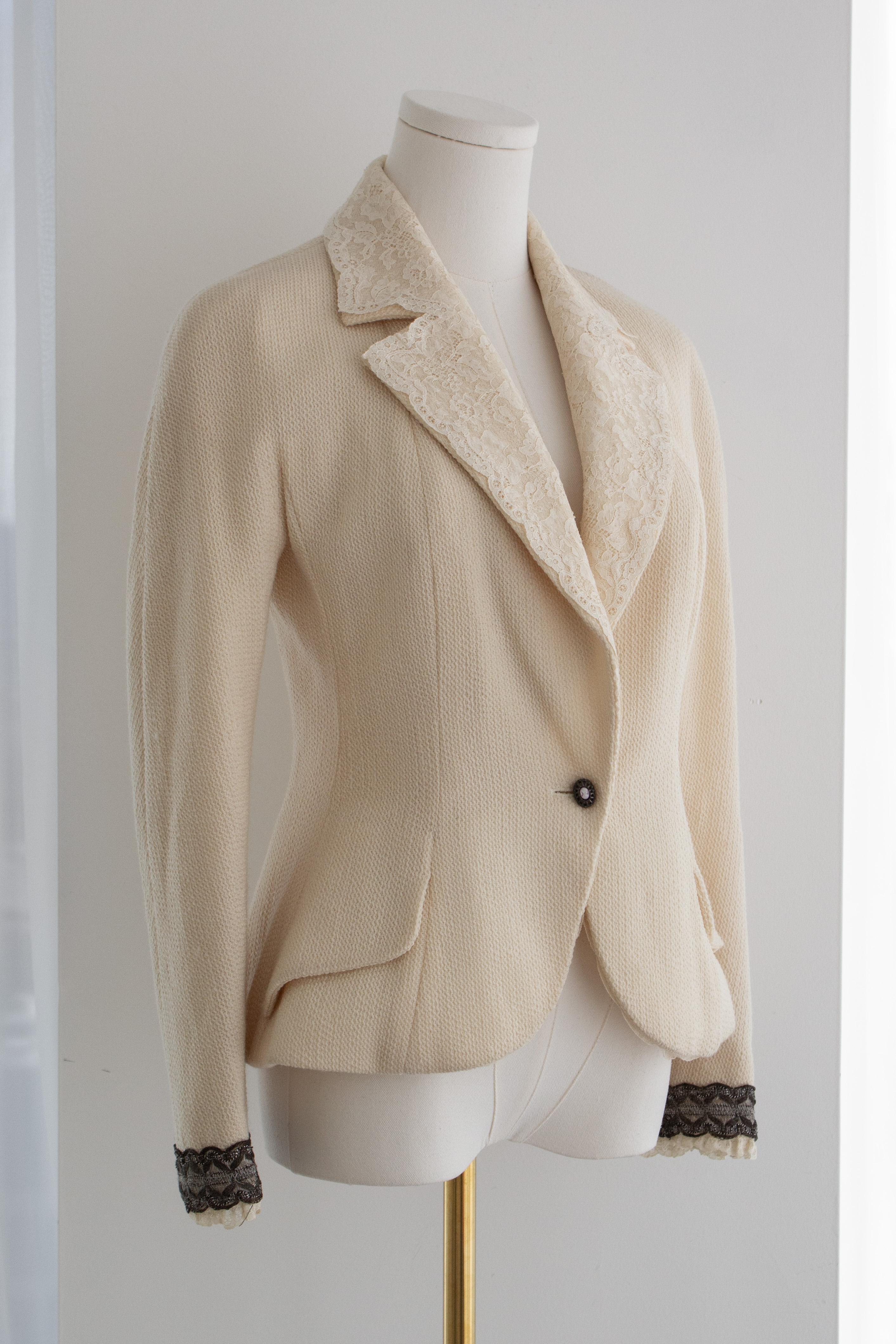 Christian Dior by John Galliano S/S1998 In a Boudoir Mood Lace Ivory Jacket im Angebot 2