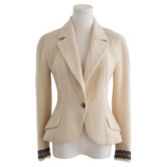 Christian Dior by John Galliano S/S1998 In einer Boudoir-Stimmung Spitzenjacke aus Elfenbein