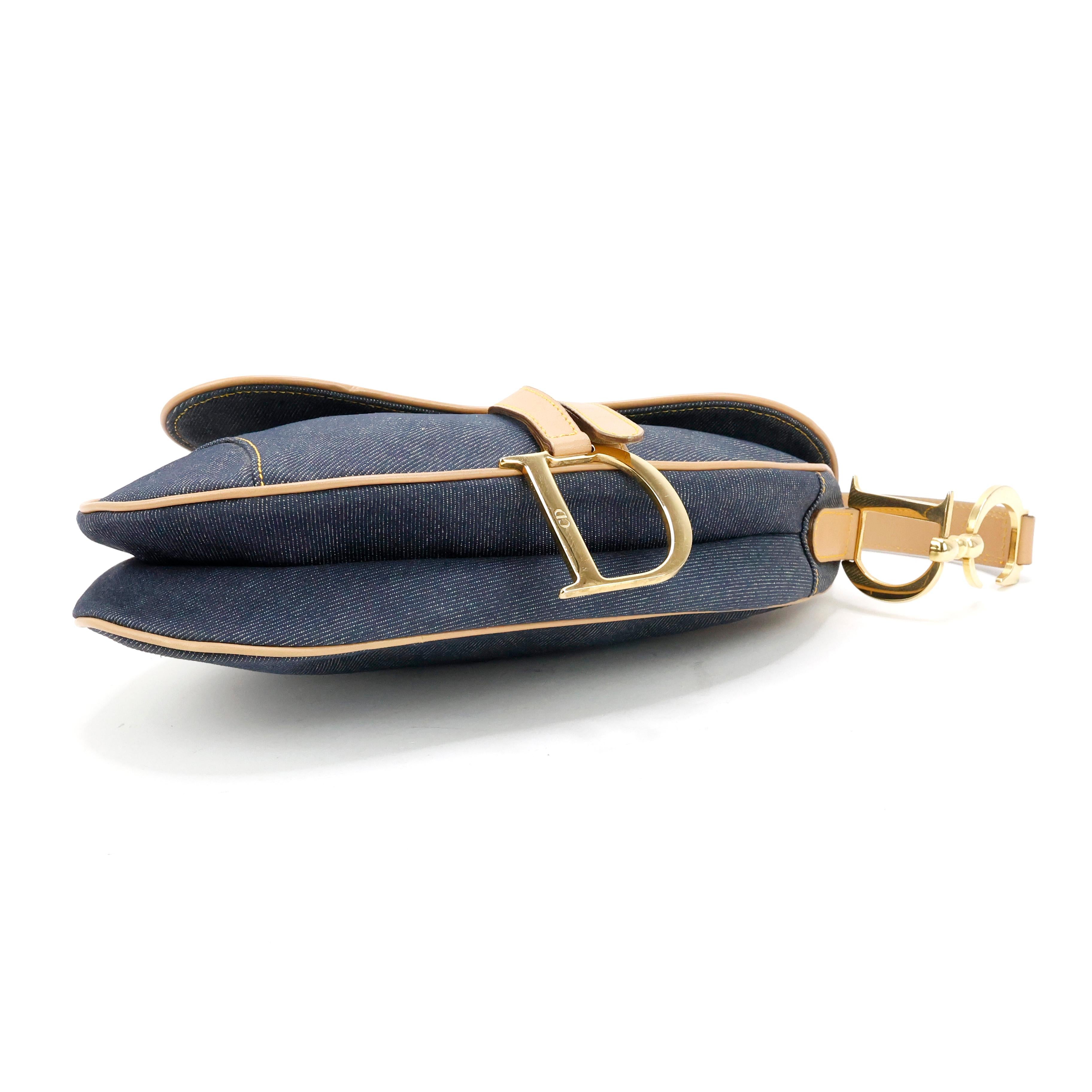 Women's Christian Dior by John Galliano Saddle Bag in Denim For Sale