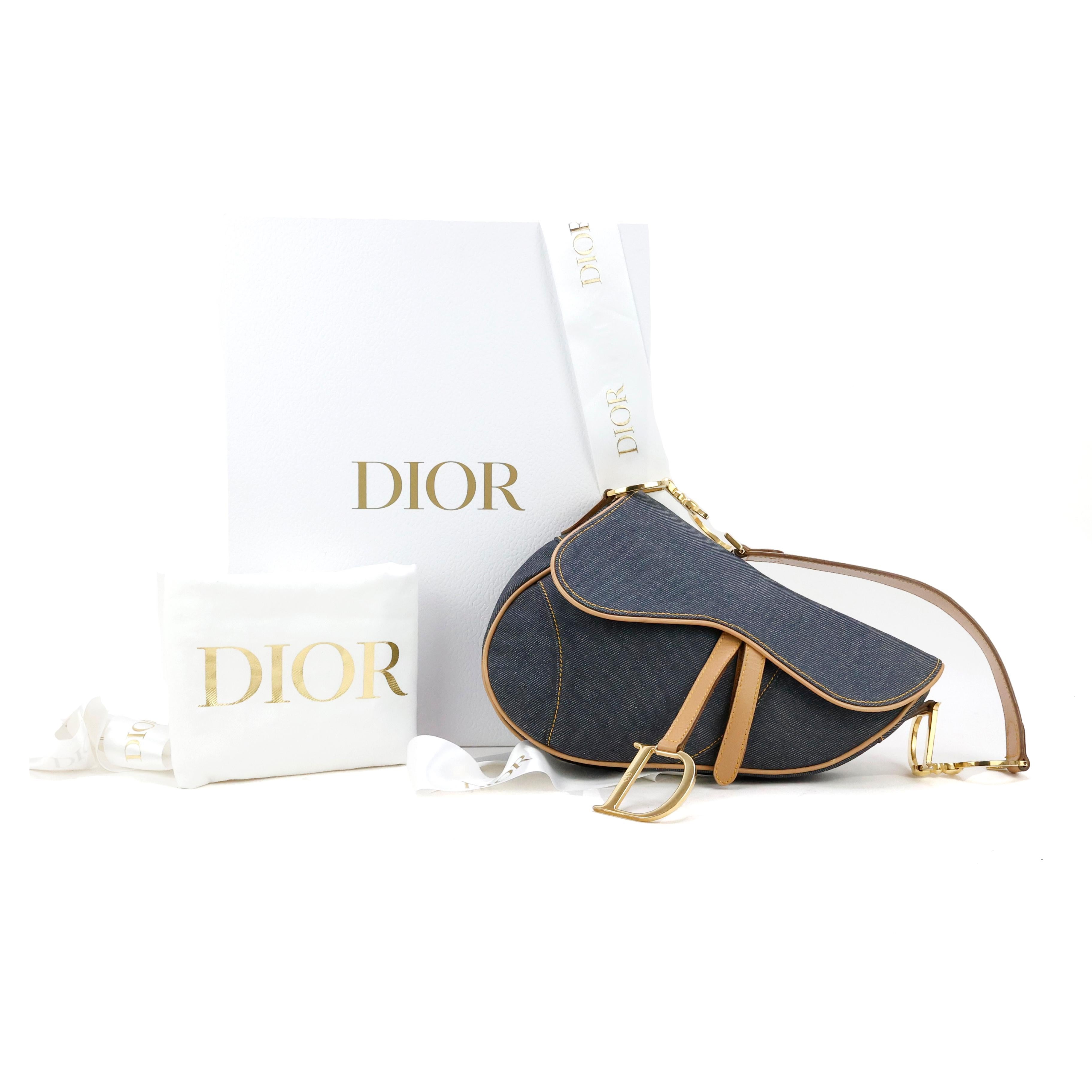 Christian Dior by John Galliano Saddle Bag in Denim For Sale 1