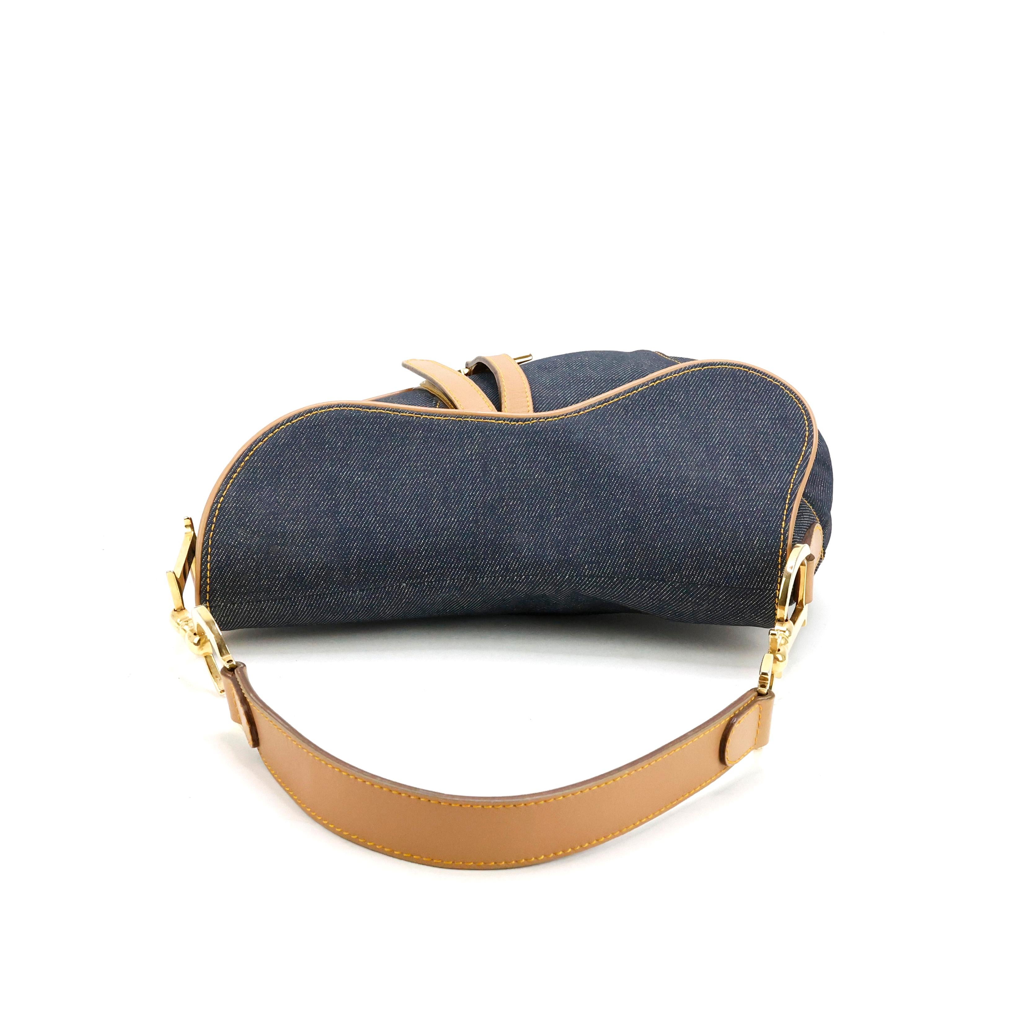 Christian Dior by John Galliano Saddle Bag in Denim For Sale 2