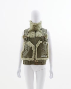Christian Dior by John Galliano sage leather and fur vest, fw 2003