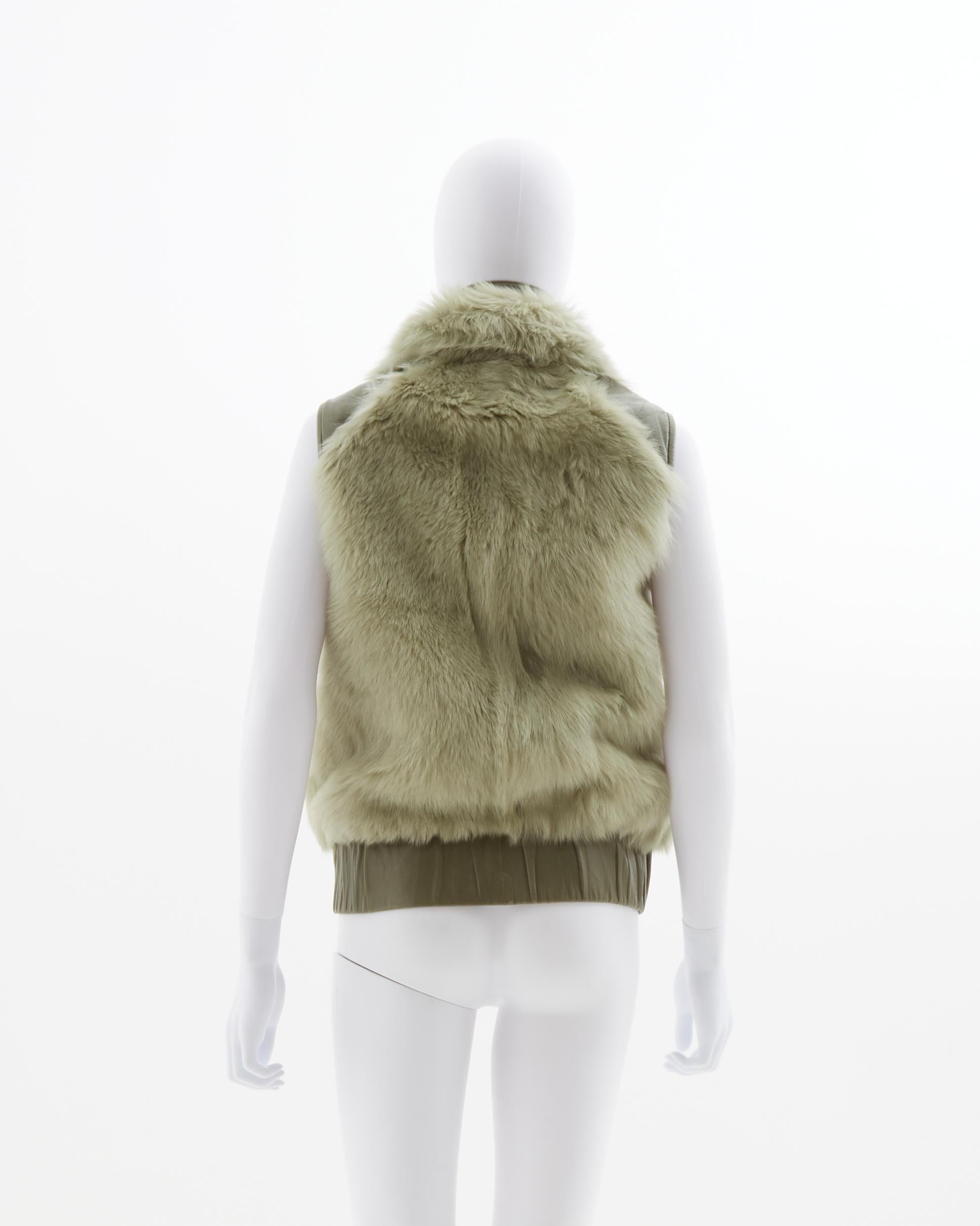 Women's Christian Dior by John Galliano sage leather and fur gilet, fw 2003