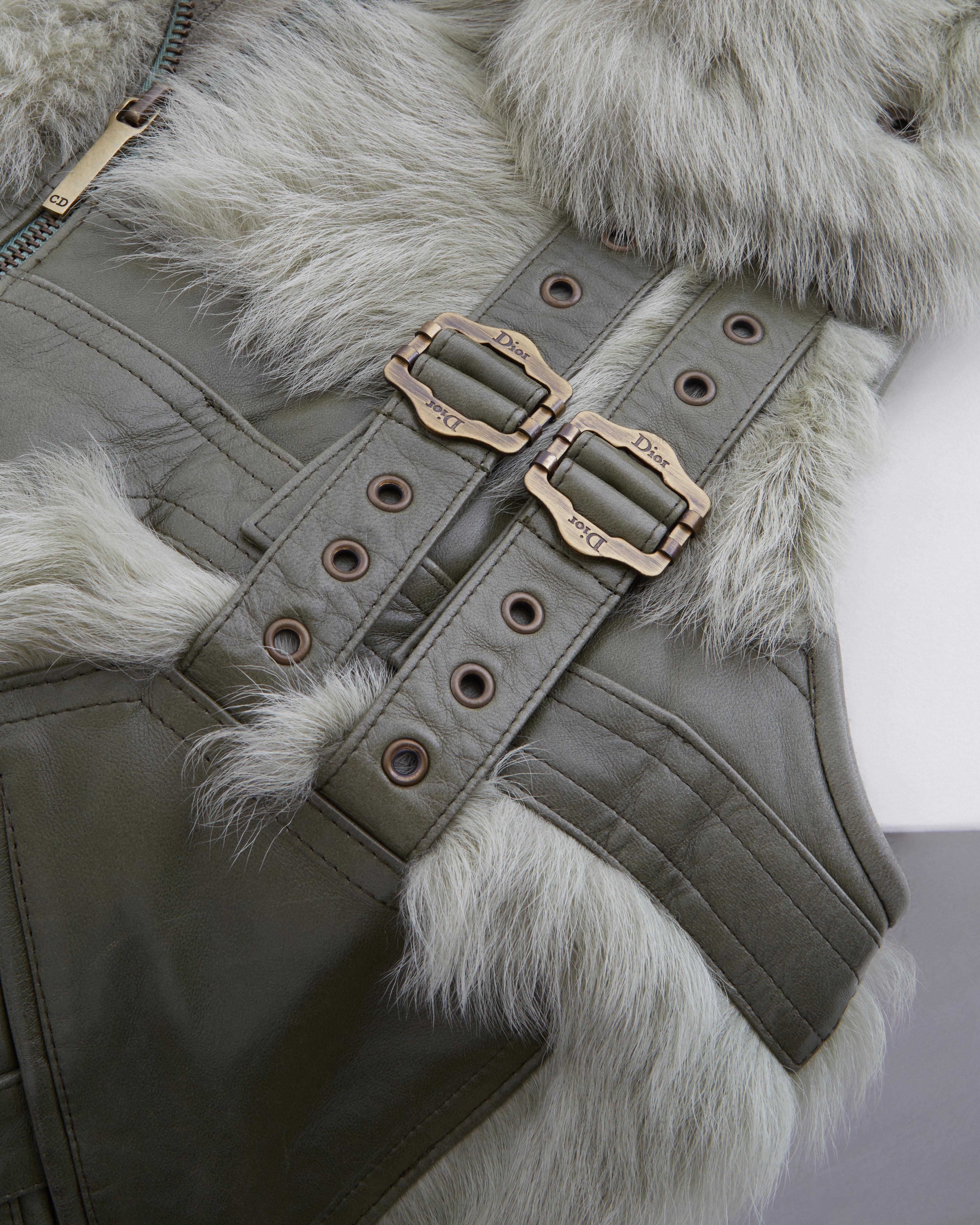 Christian Dior by John Galliano sage leather and fur gilet, fw 2003 3