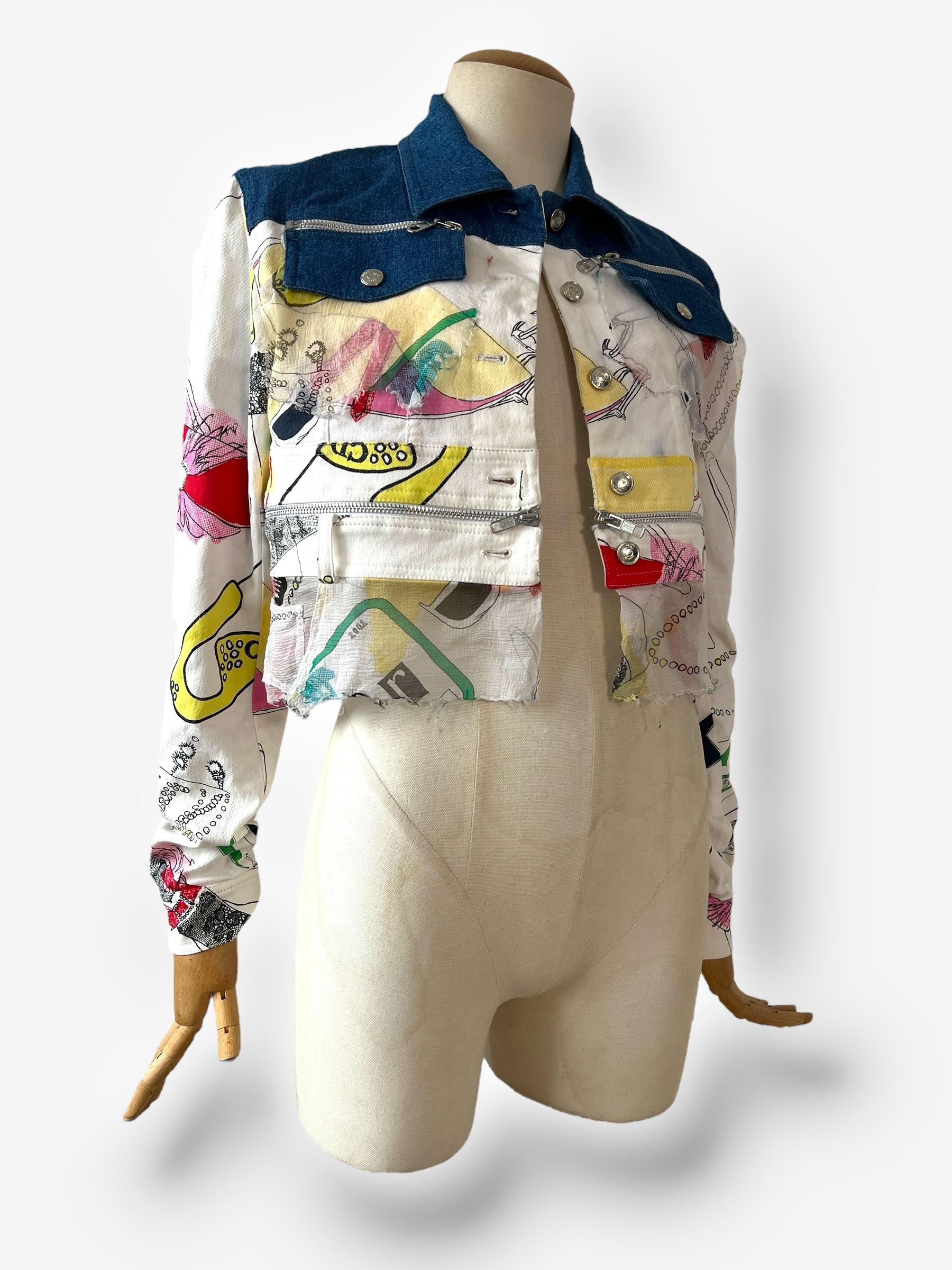 Christian Dior by John Galliano Chaqueta vaquera estampada de muestra, 2001 en Bueno estado para la venta en CAPELLE AAN DEN IJSSEL, ZH