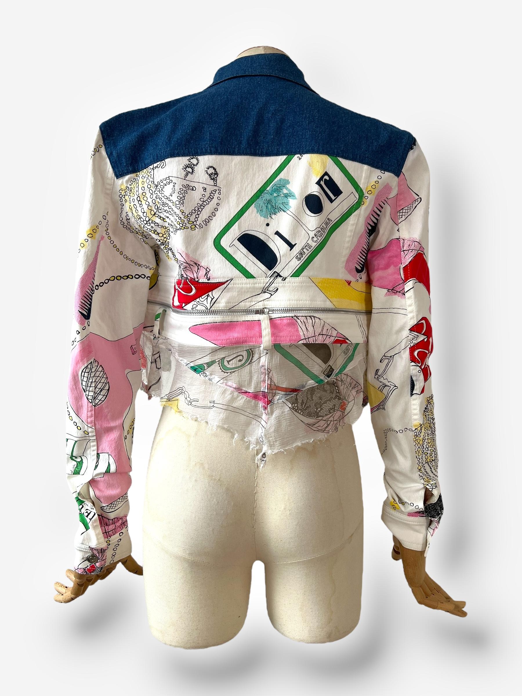 De las mujeres Christian Dior by John Galliano Chaqueta vaquera estampada de muestra, 2001 en venta