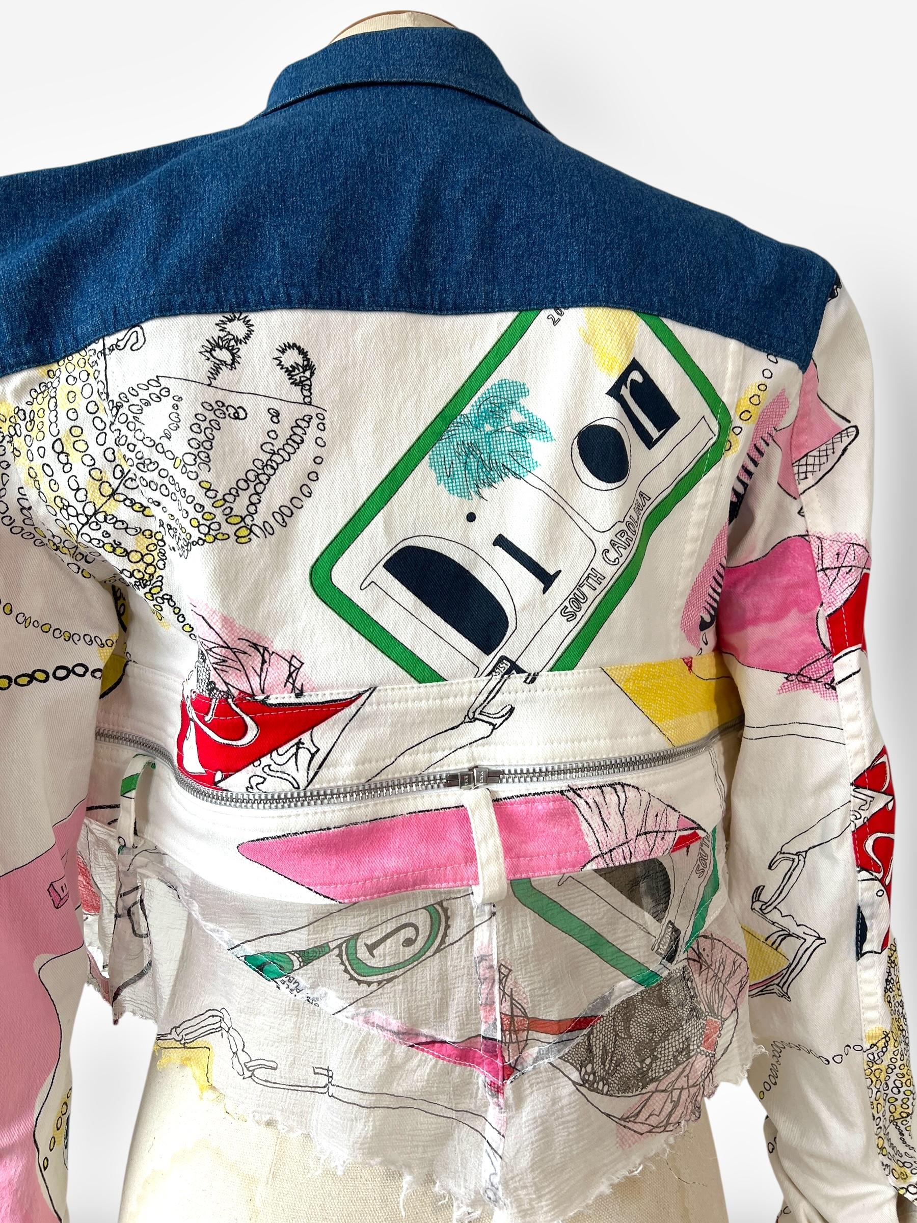 Christian Dior by John Galliano Chaqueta vaquera estampada de muestra, 2001 en venta 1