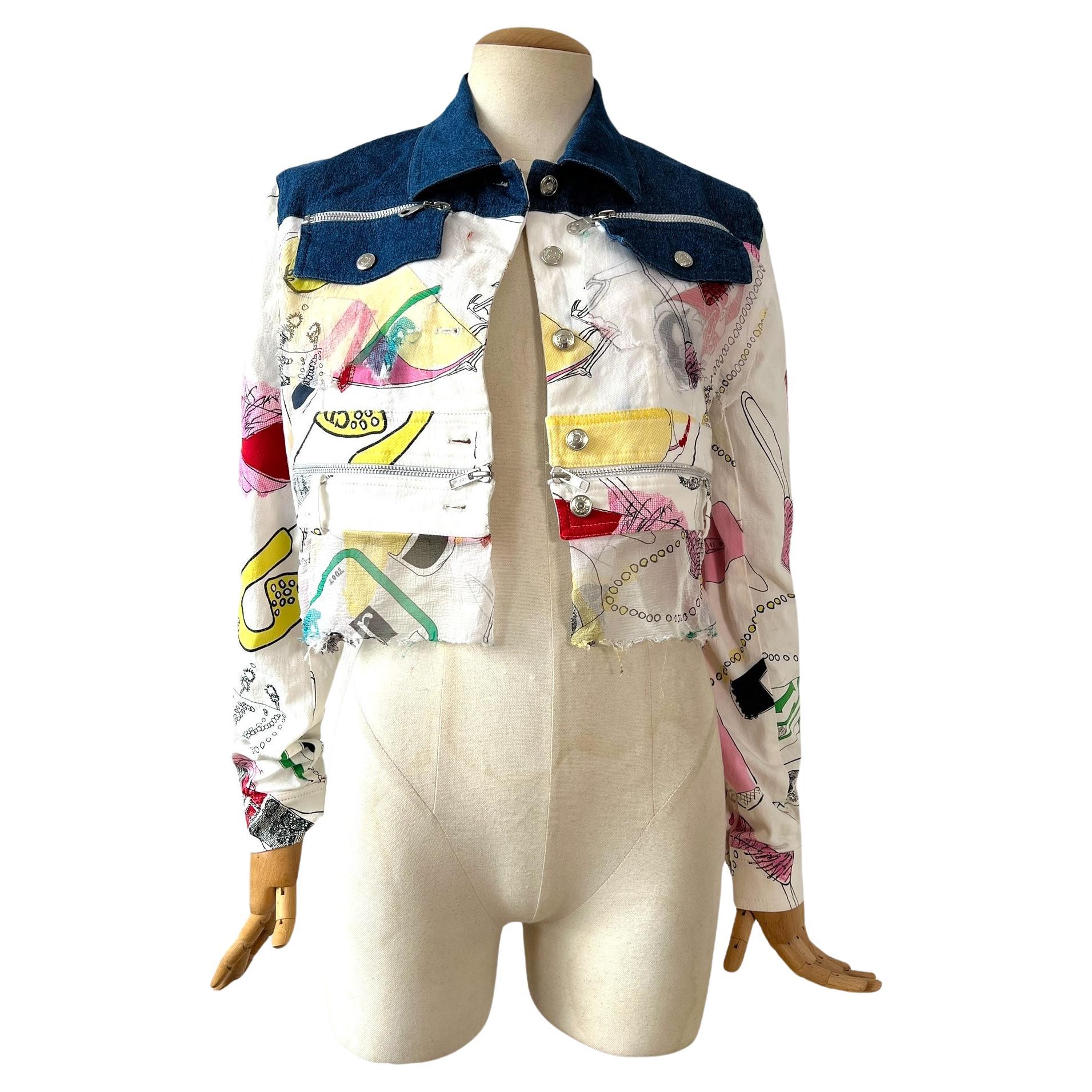 Christian Dior by John Galliano Chaqueta vaquera estampada de muestra, 2001 en venta