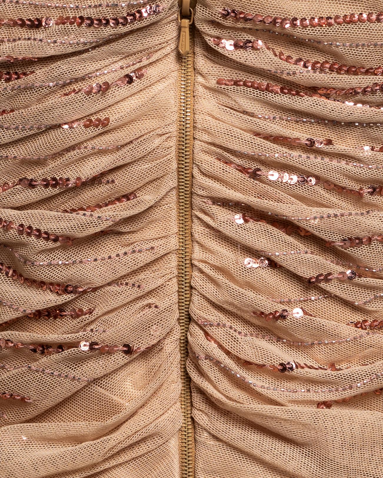 Christian Dior by John Galliano Sequin Tulle Top & Flocked Skirt Set, FW 2005 For Sale 9
