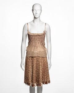 Christian Dior by John Galliano Sequin Tulle Top & Flocked Skirt Set, FW 2005