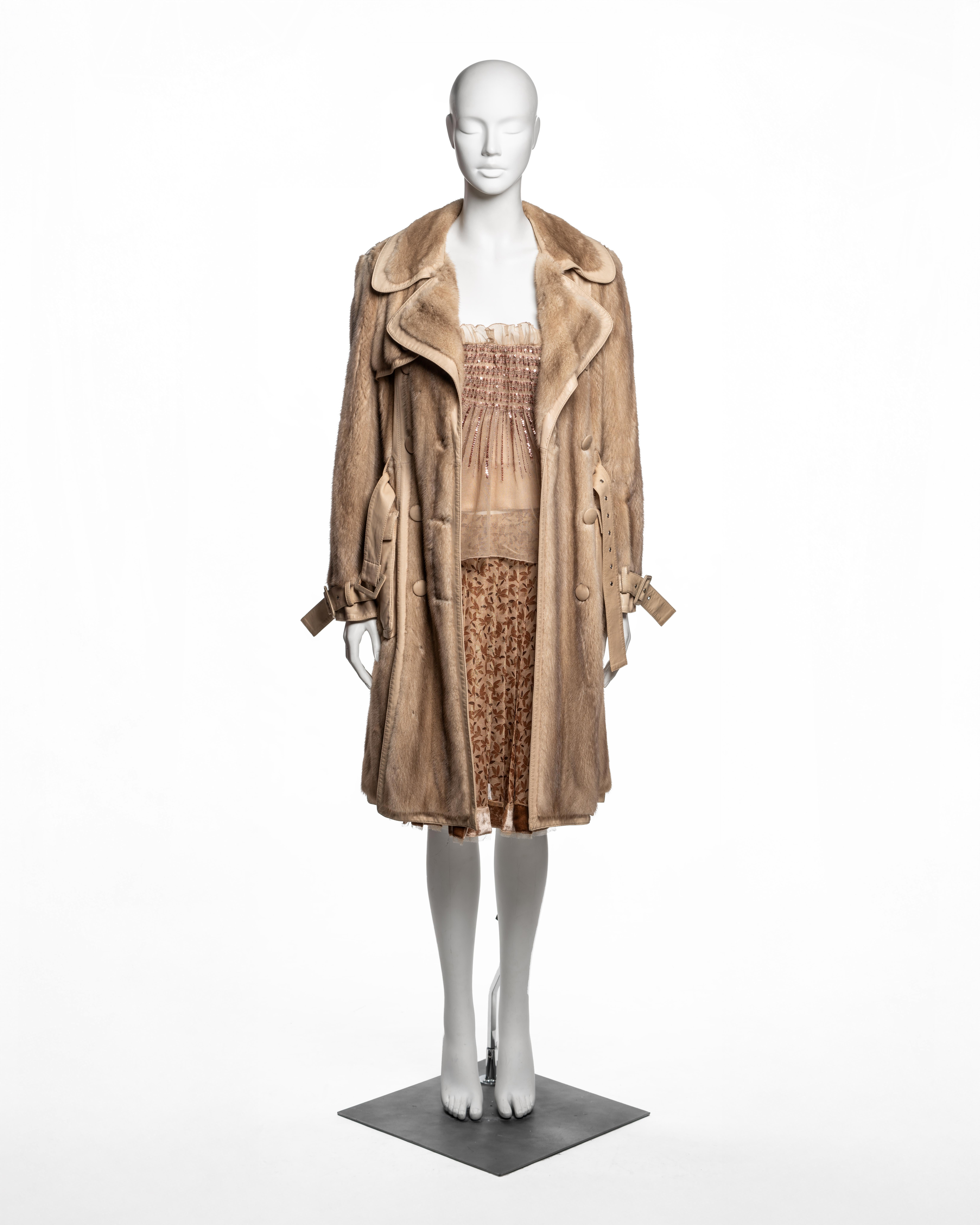 Christian Dior by John Galliano Sequin Tulle Top & Flocked Skirt Set, FW 2005 For Sale 1