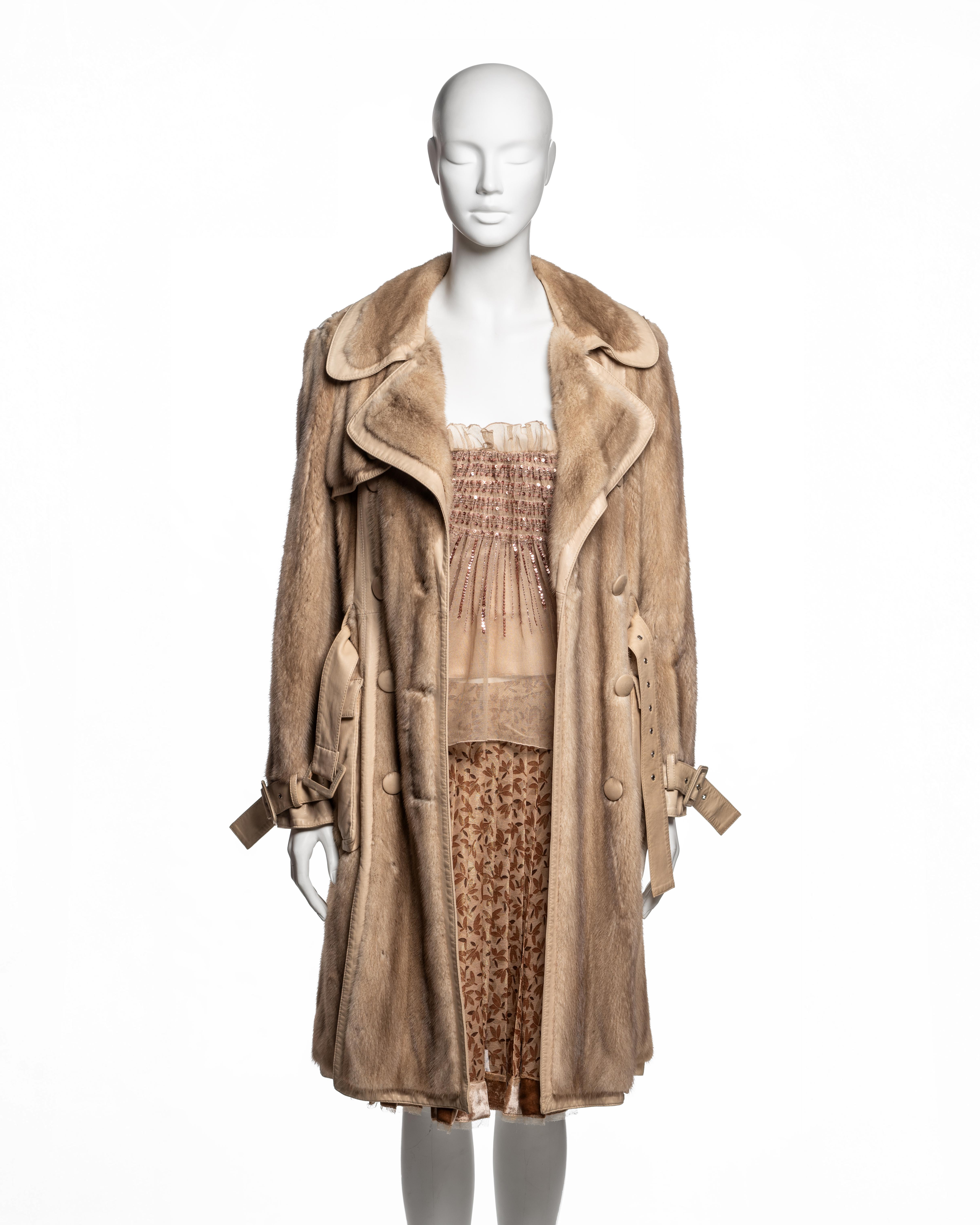 Christian Dior by John Galliano Sequin Tulle Top & Flocked Skirt Set, FW 2005 For Sale 2