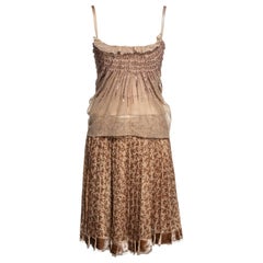 Christian Dior by John Galliano Sequin Tulle Top & Flocked Skirt Set, FW 2005