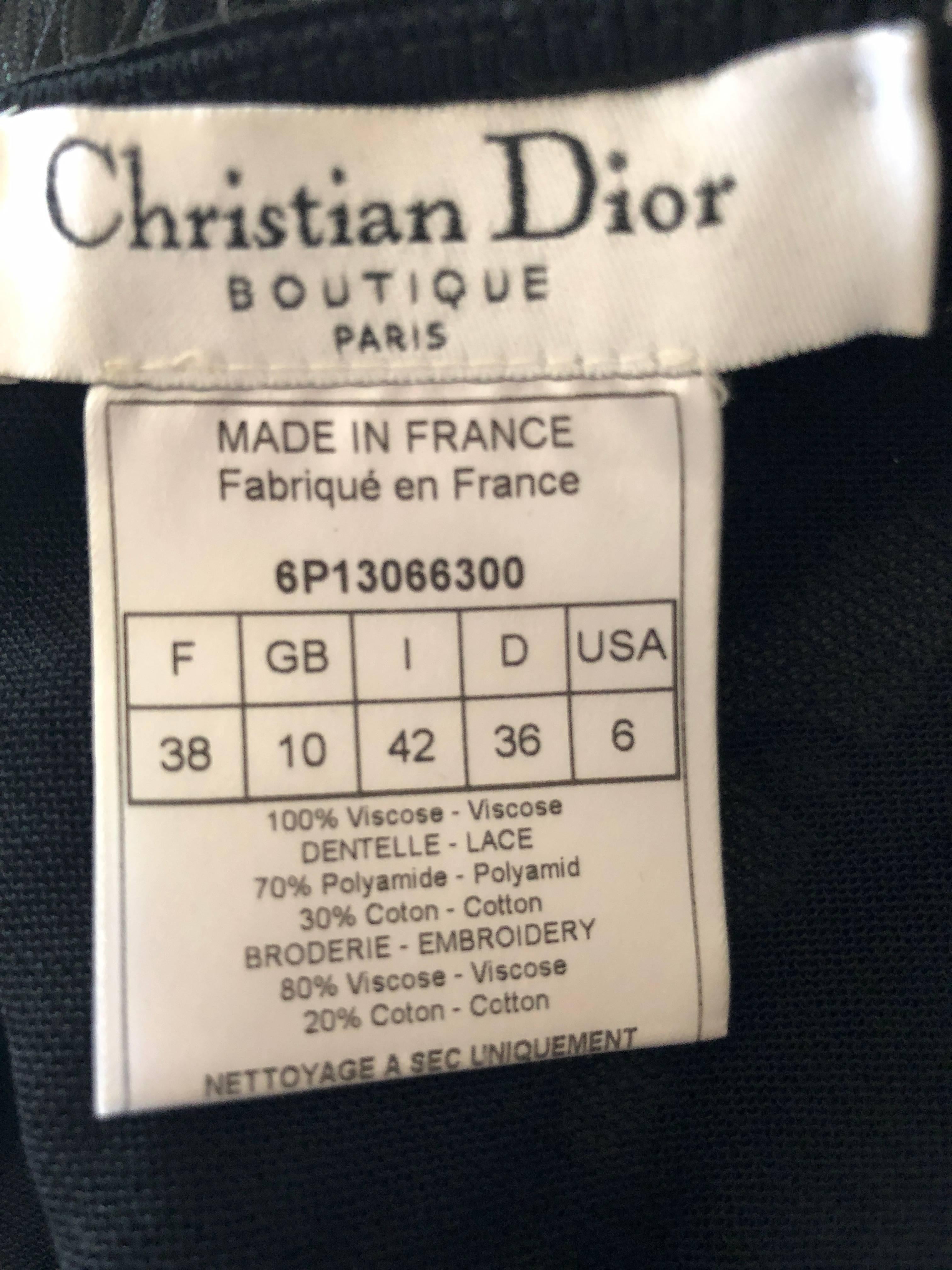 Christian Dior by John Galliano Sexy Sheer Black Lace Up Soutache Chevron Dress 6