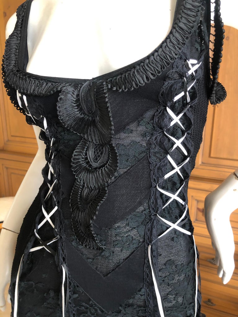 Christian Dior by John Galliano Sexy Sheer Black Lace Up Soutache ...