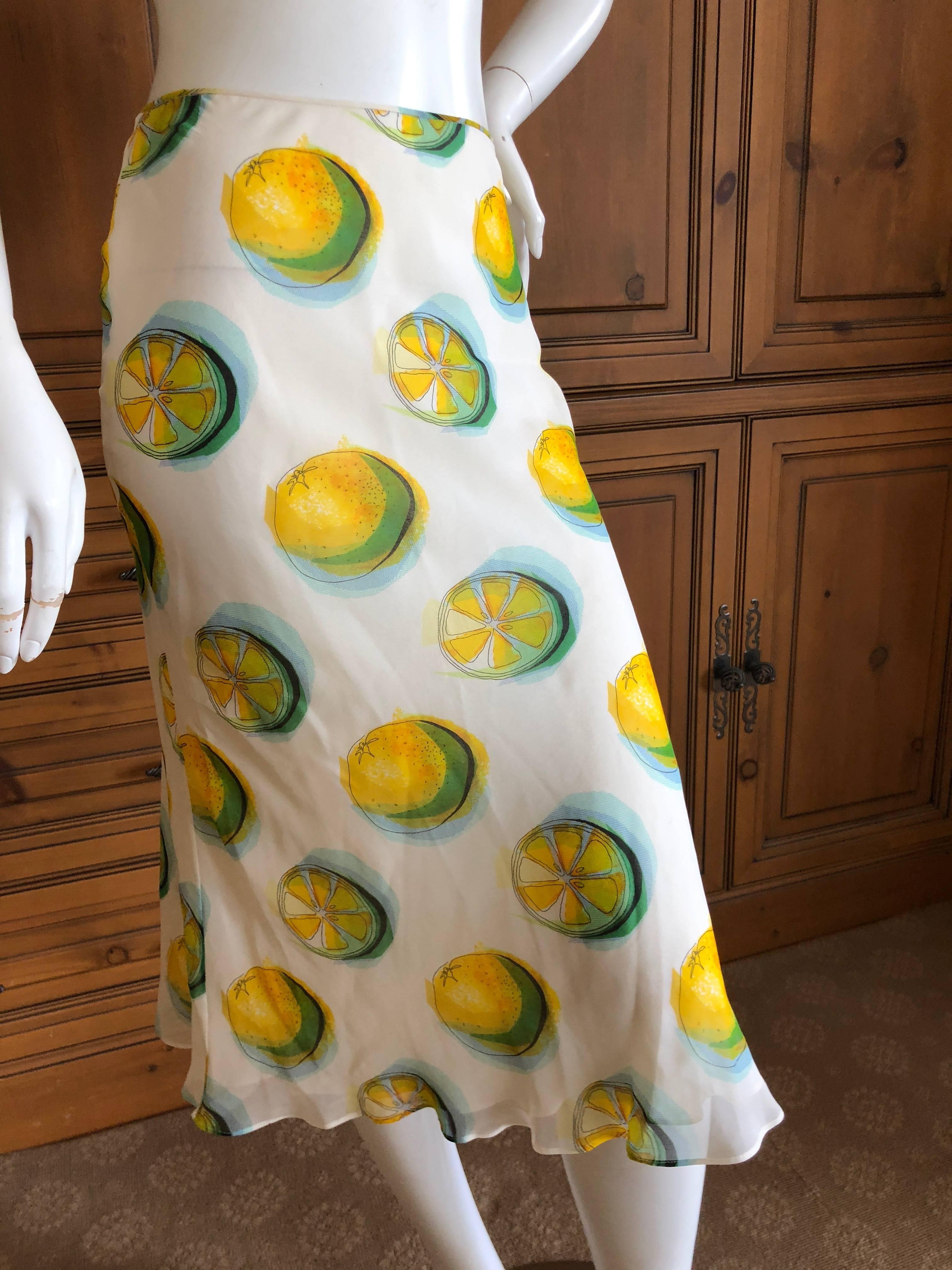 Christian Dior John Galliano Sheer Silk Two Piece Ruffled Low Cut Lemon Dress  For Sale 2