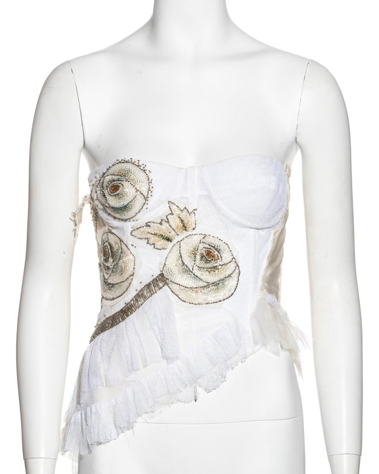 Women's Christian Dior by John Galliano silk and tulle embellished corset, ss 2001 For Sale