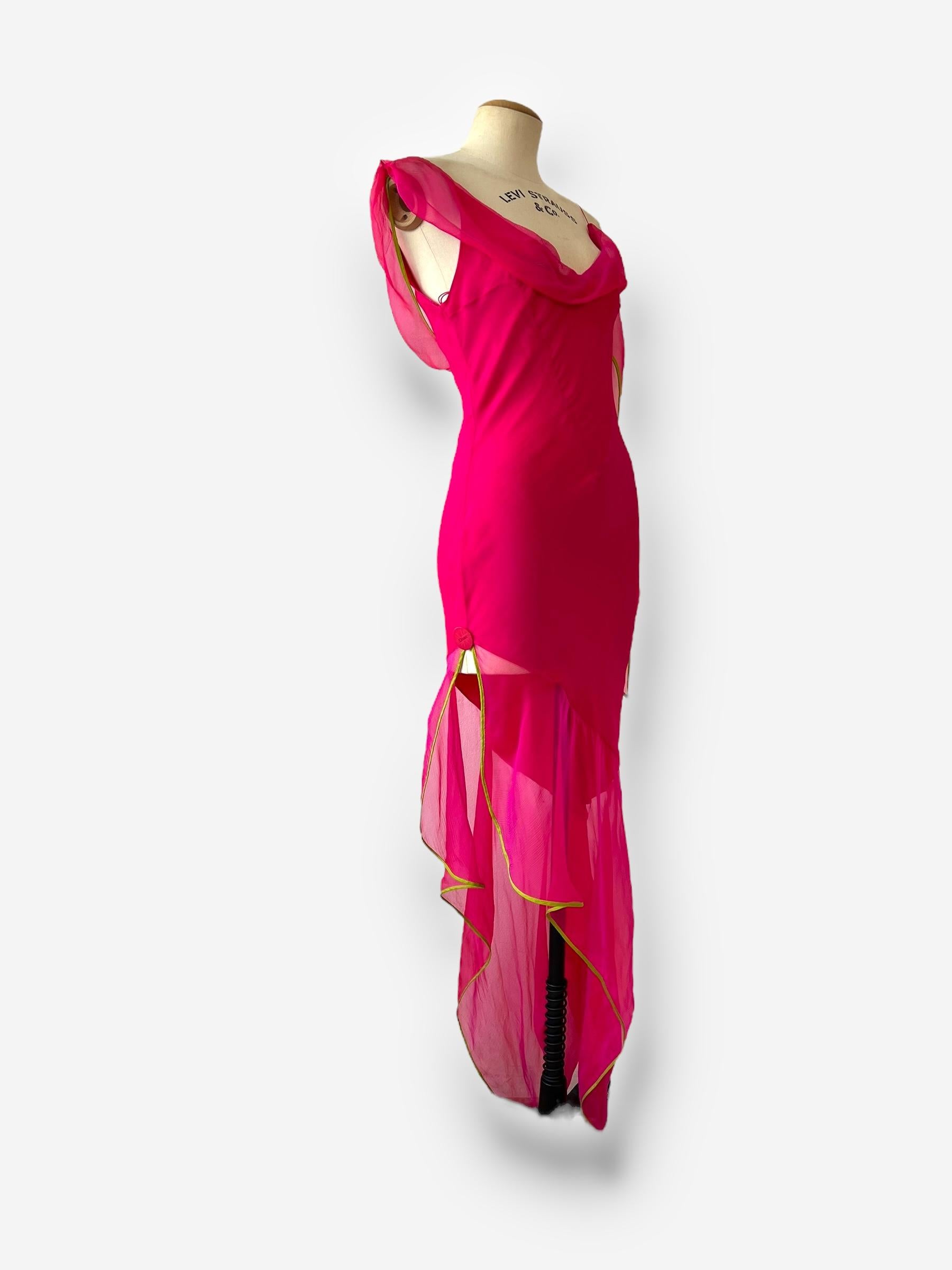 Christian Dior by John Galliano Silk Asymmetric Dress, 2005 Rojo en venta