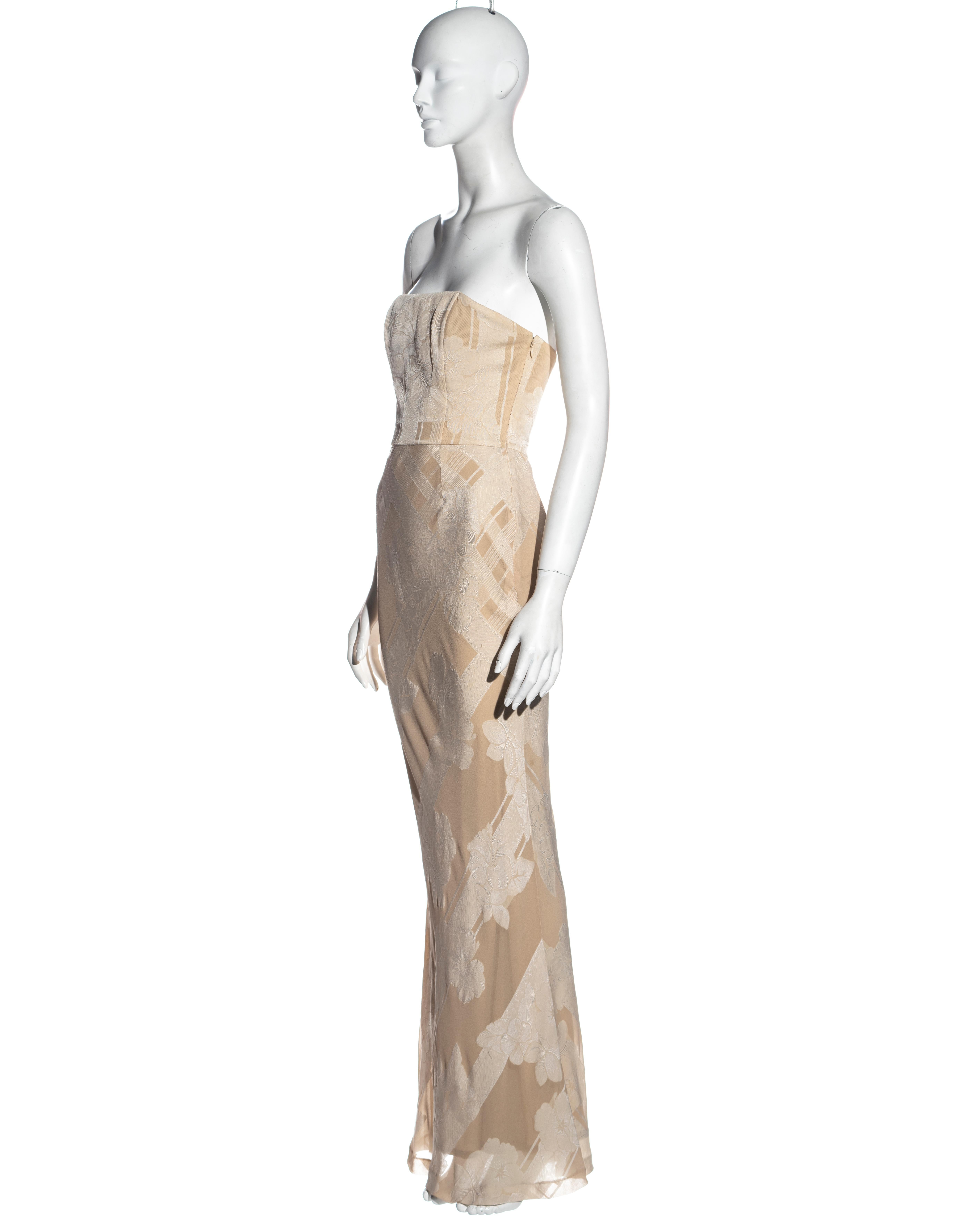 Christian Dior by John Galliano silk brocade strapless bias cut dress, ss 1998 1