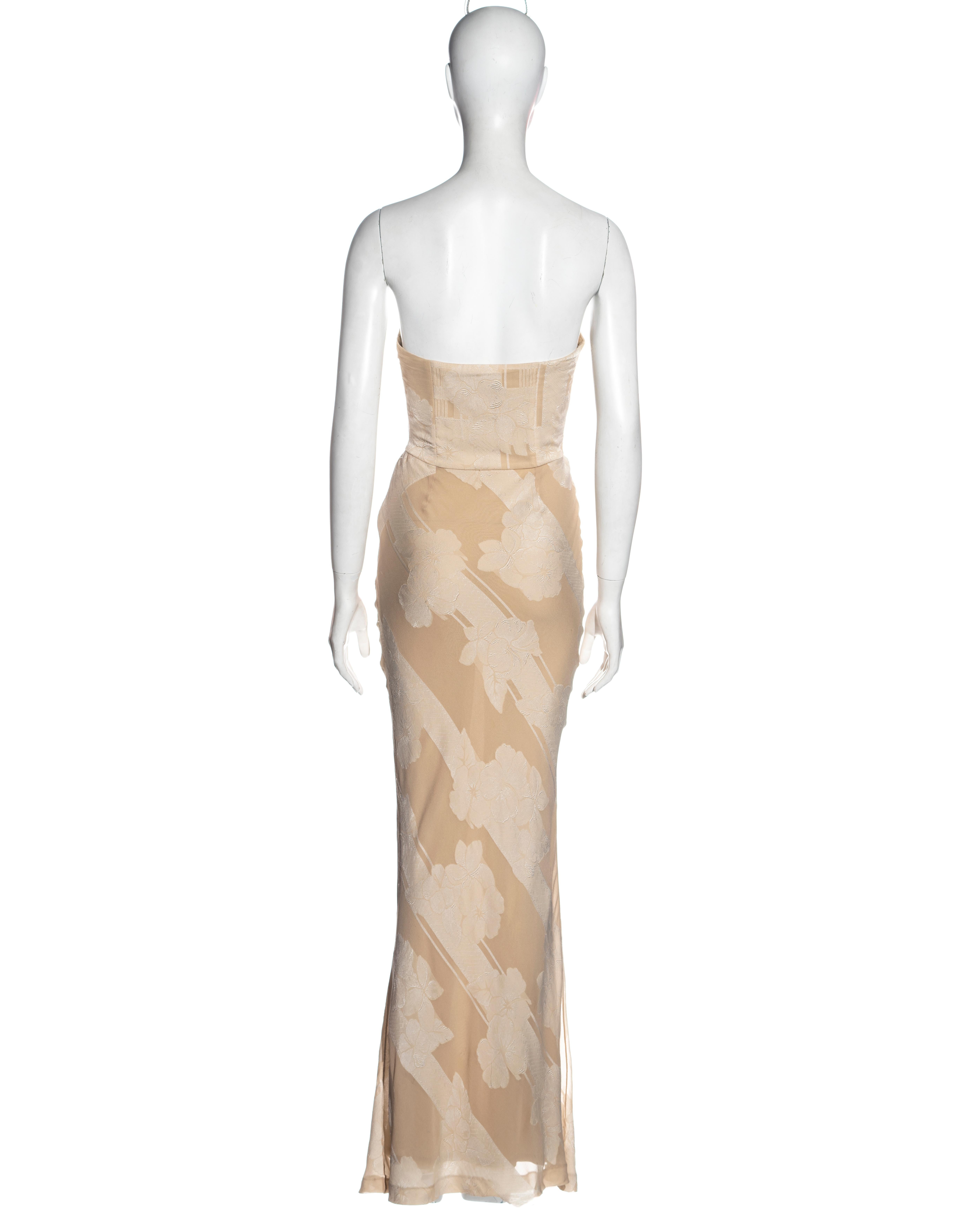 Christian Dior by John Galliano silk brocade strapless bias cut dress, ss 1998 2