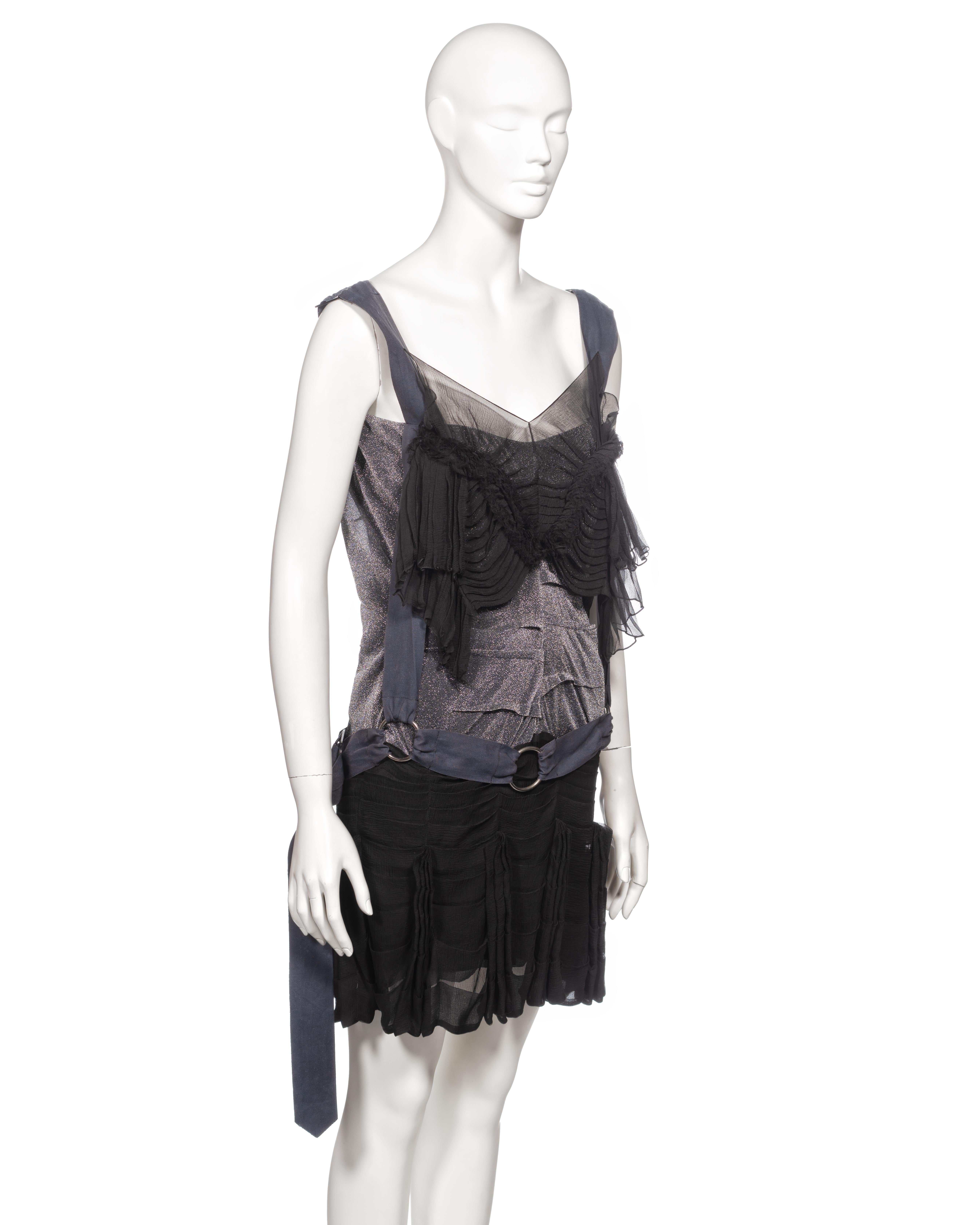 Christian Dior by John Galliano Silk Chiffon and Lurex Mini Dress, ss 2003 For Sale 2
