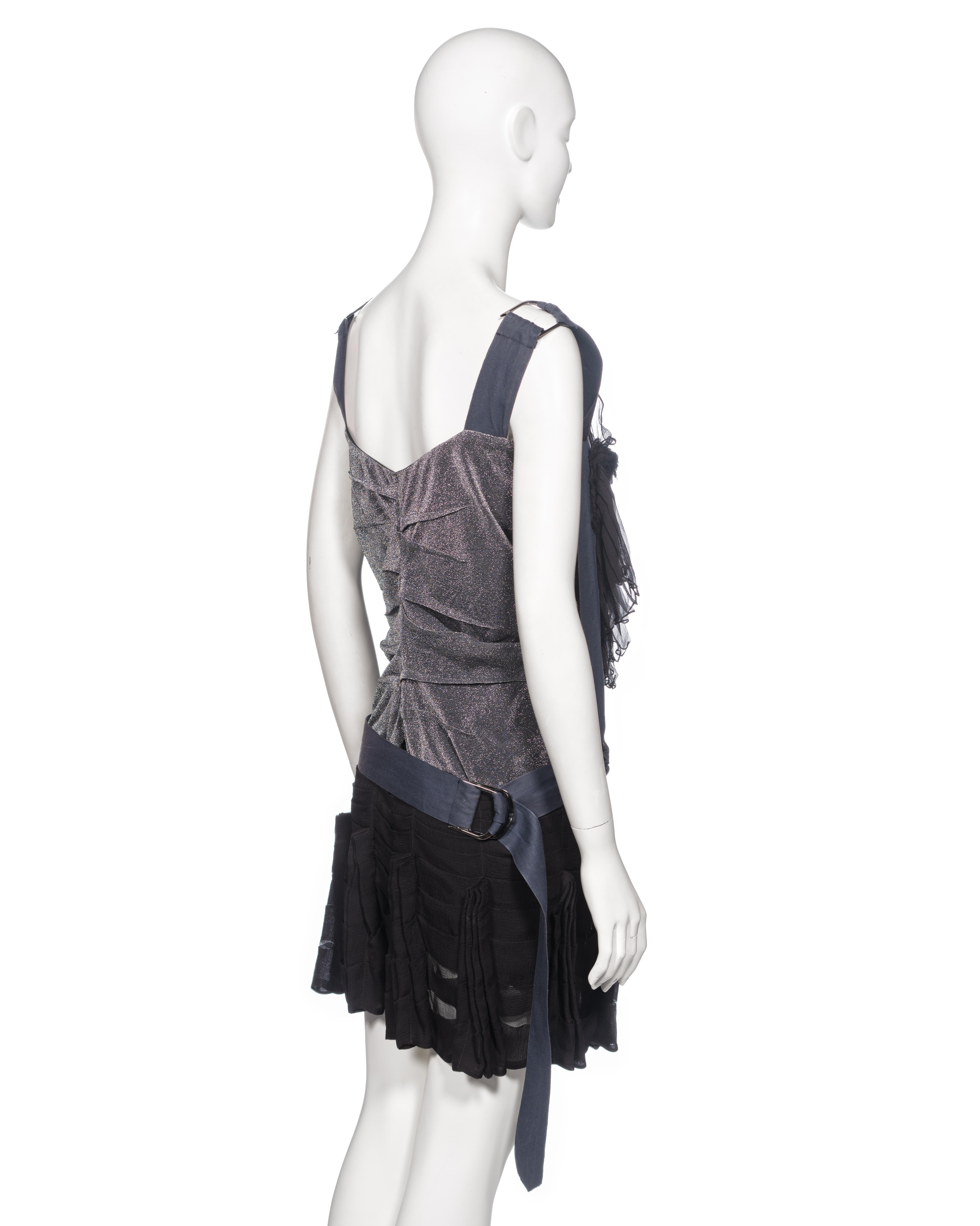 Christian Dior by John Galliano Silk Chiffon and Lurex Mini Dress, ss 2003 For Sale 4